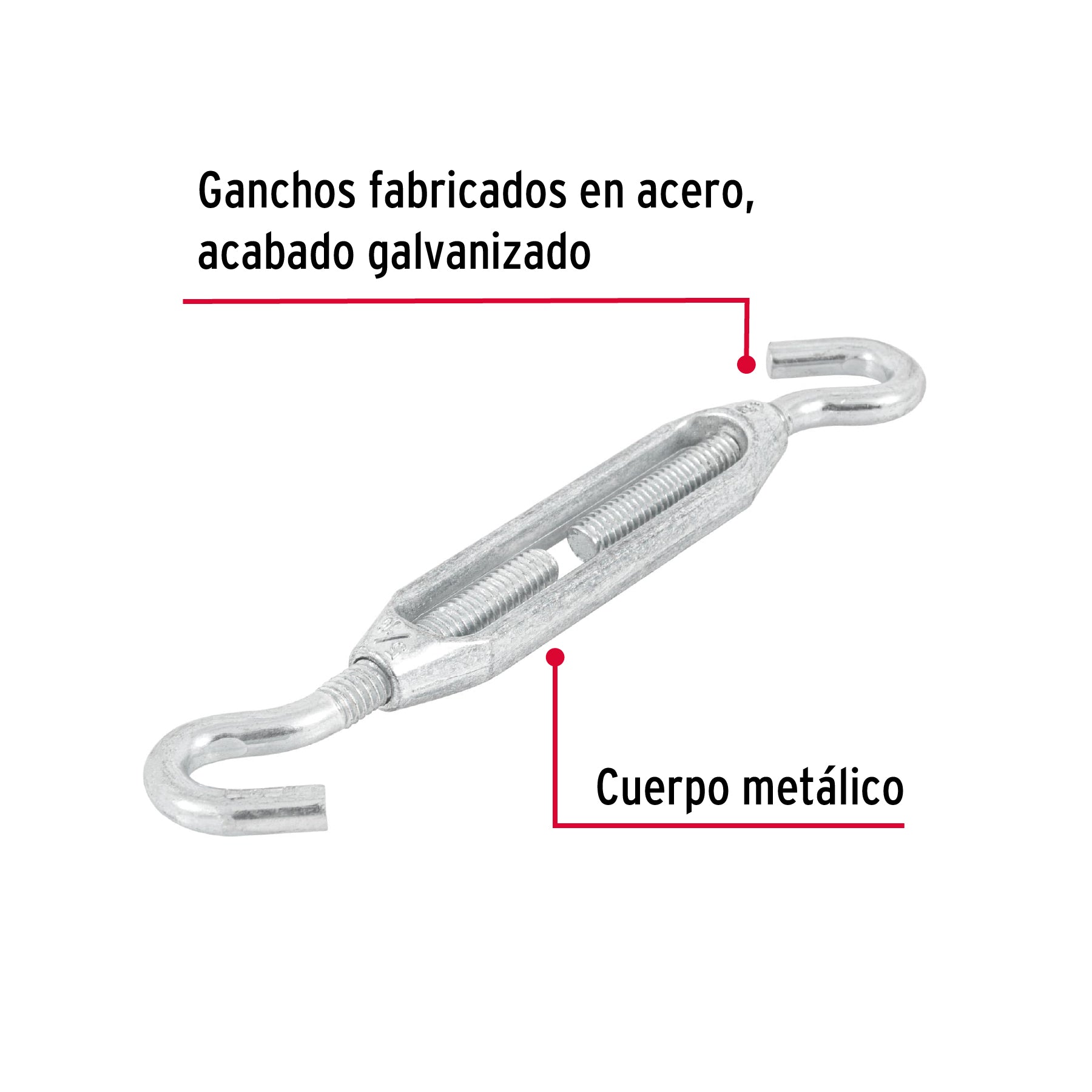 Tensor zinc 5/16" gancho-gancho, FIERO