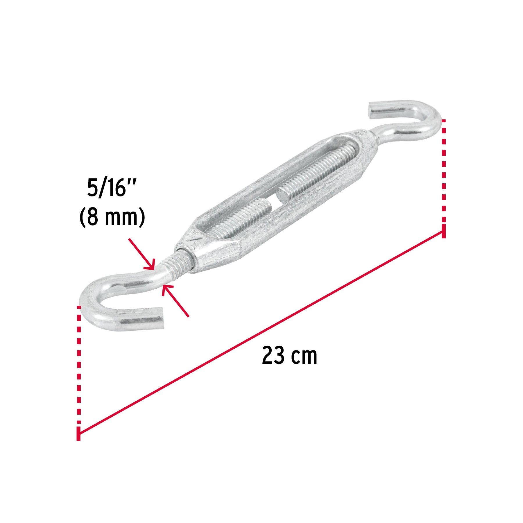 Tensor zinc 5/16" gancho-gancho, FIERO