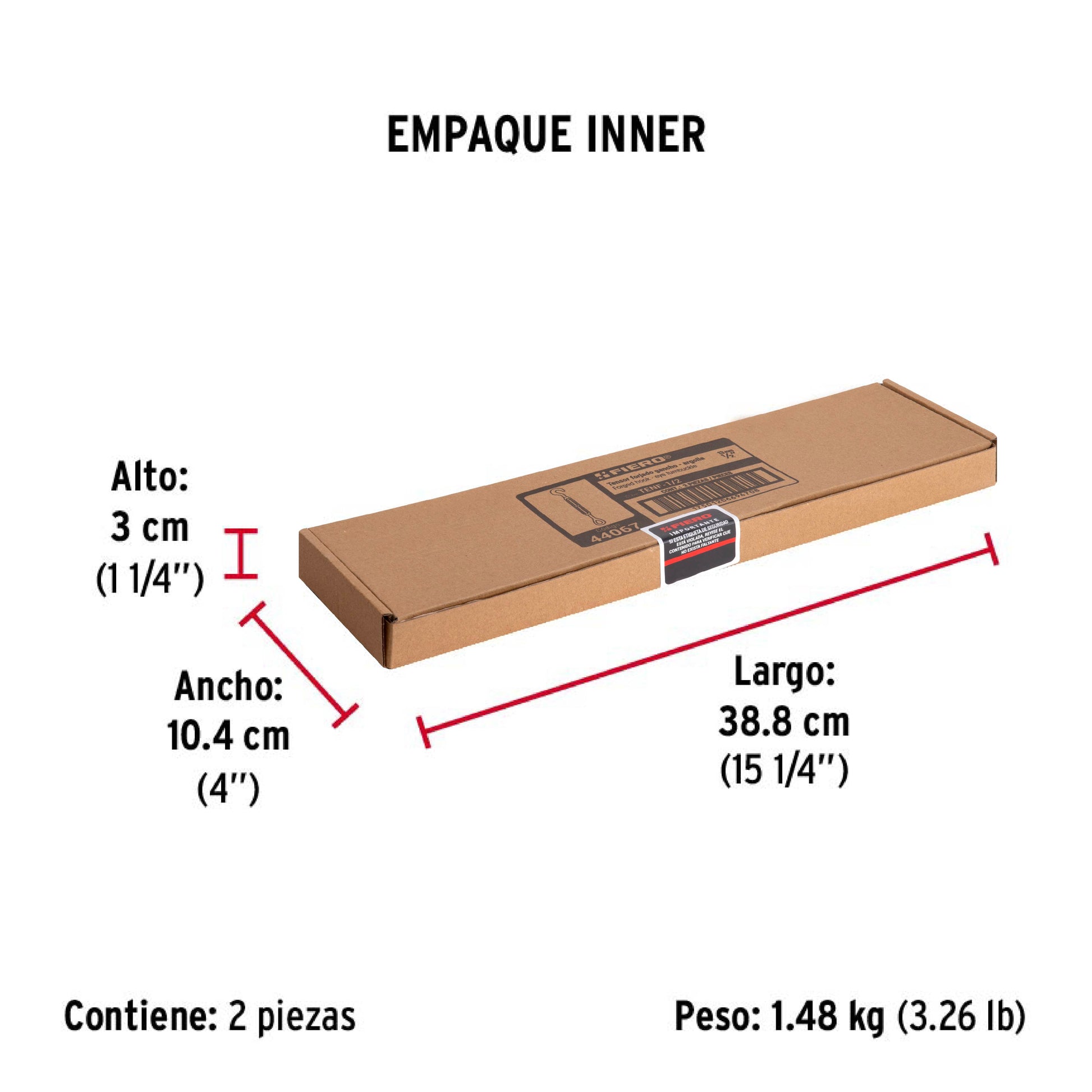 Tensor forjado 1/2" ojo-gancho, FIERO - Empaque