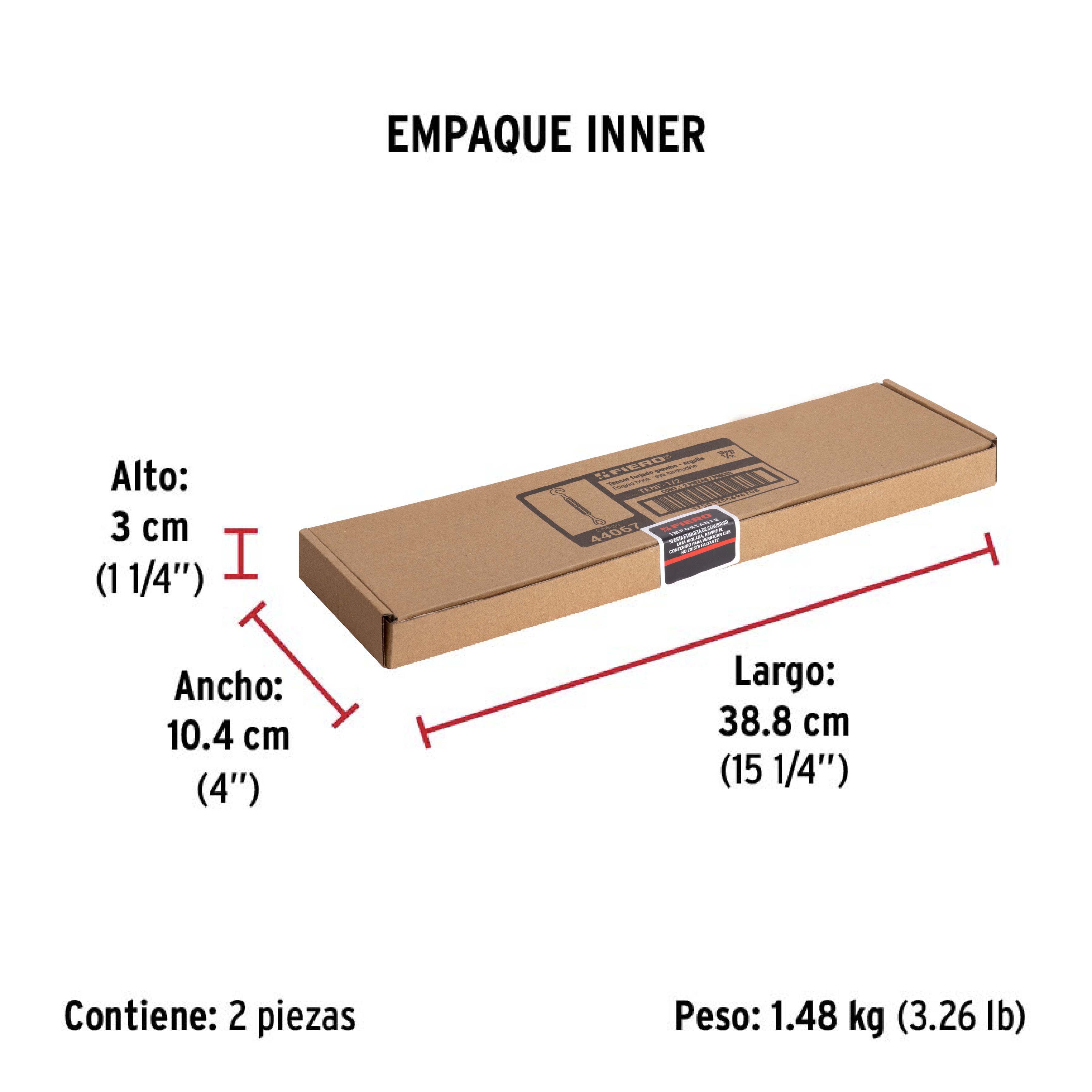 Tensor forjado 1/2" ojo-gancho, FIERO - Empaque