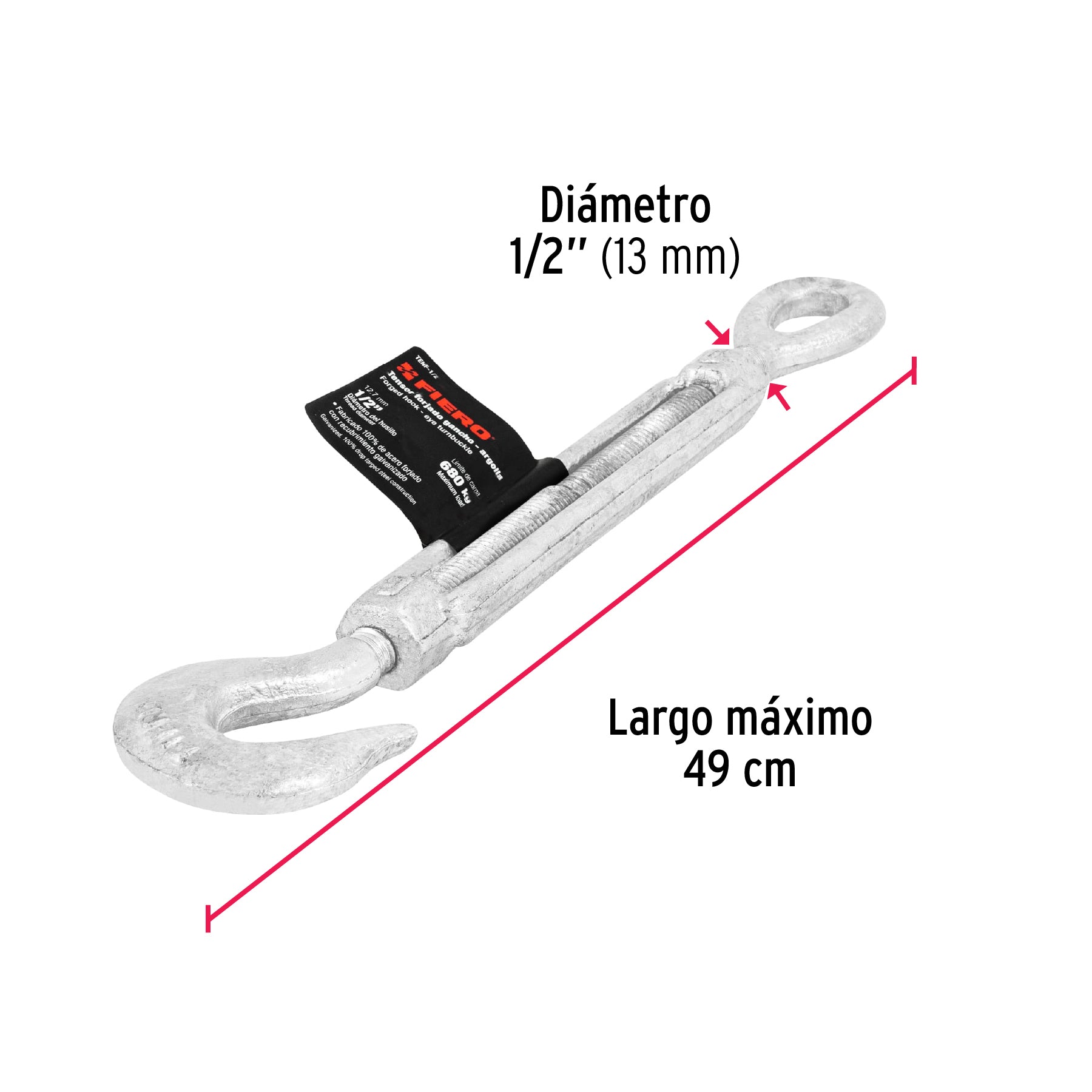Tensor forjado 1/2" ojo-gancho, FIERO
