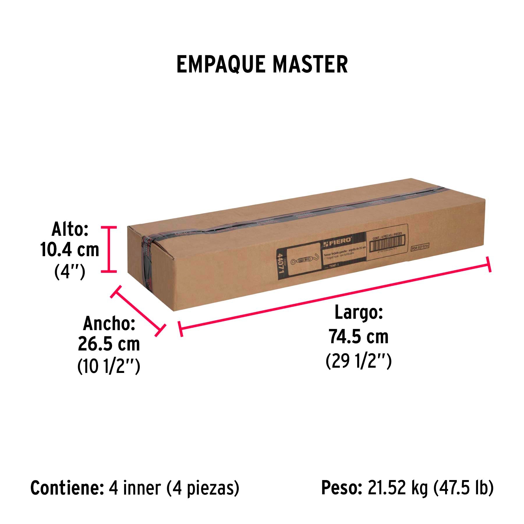 Tensor forjado 1" ojo-gancho, FIERO - Empaque