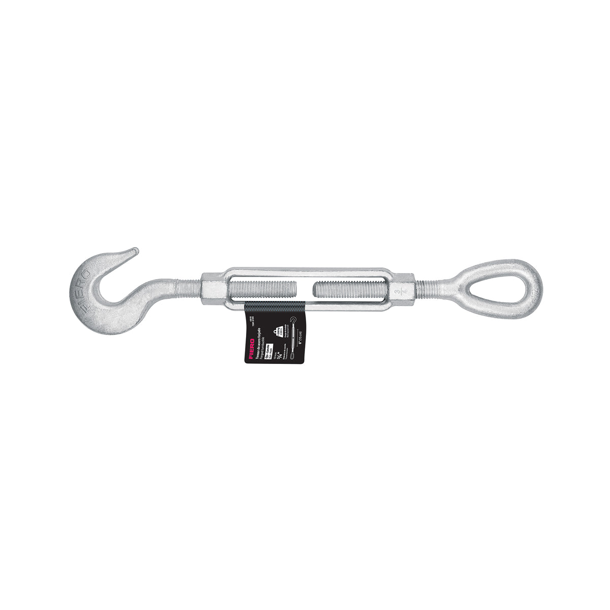 Tensor de acero forjado 3/4x6" ojo-gancho, galvanizado FIERO