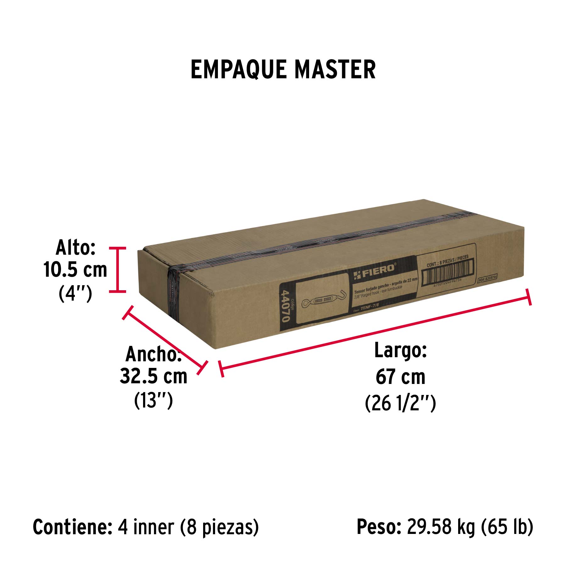 Tensor forjado 7/8" ojo-gancho, FIERO - Empaque