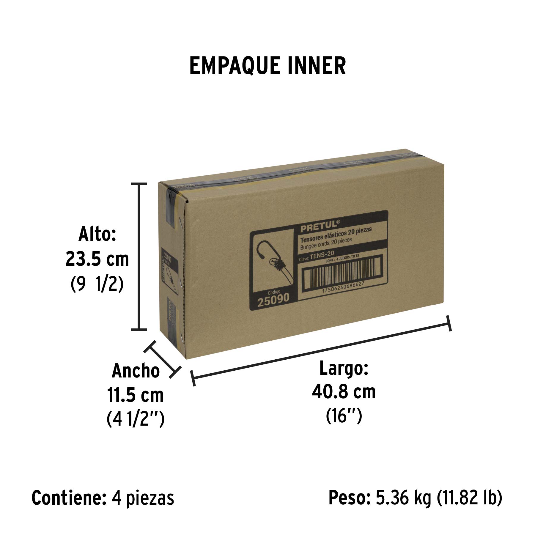 Juego de 20 tensores elásticos, PRETUL - Empaque