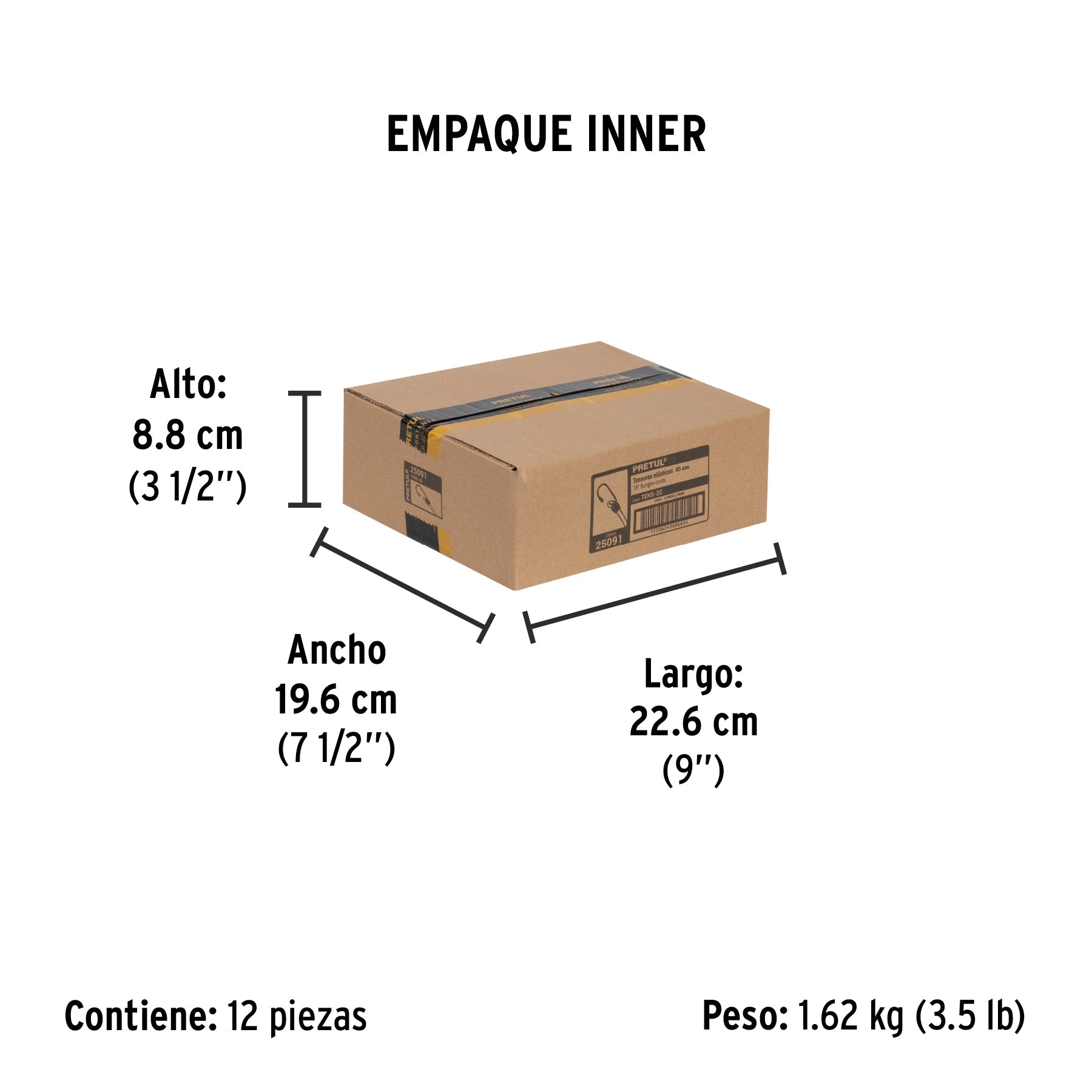 Bolsa con 2 tensores elásticos verdes de 45 cm, PRETUL - Empaque