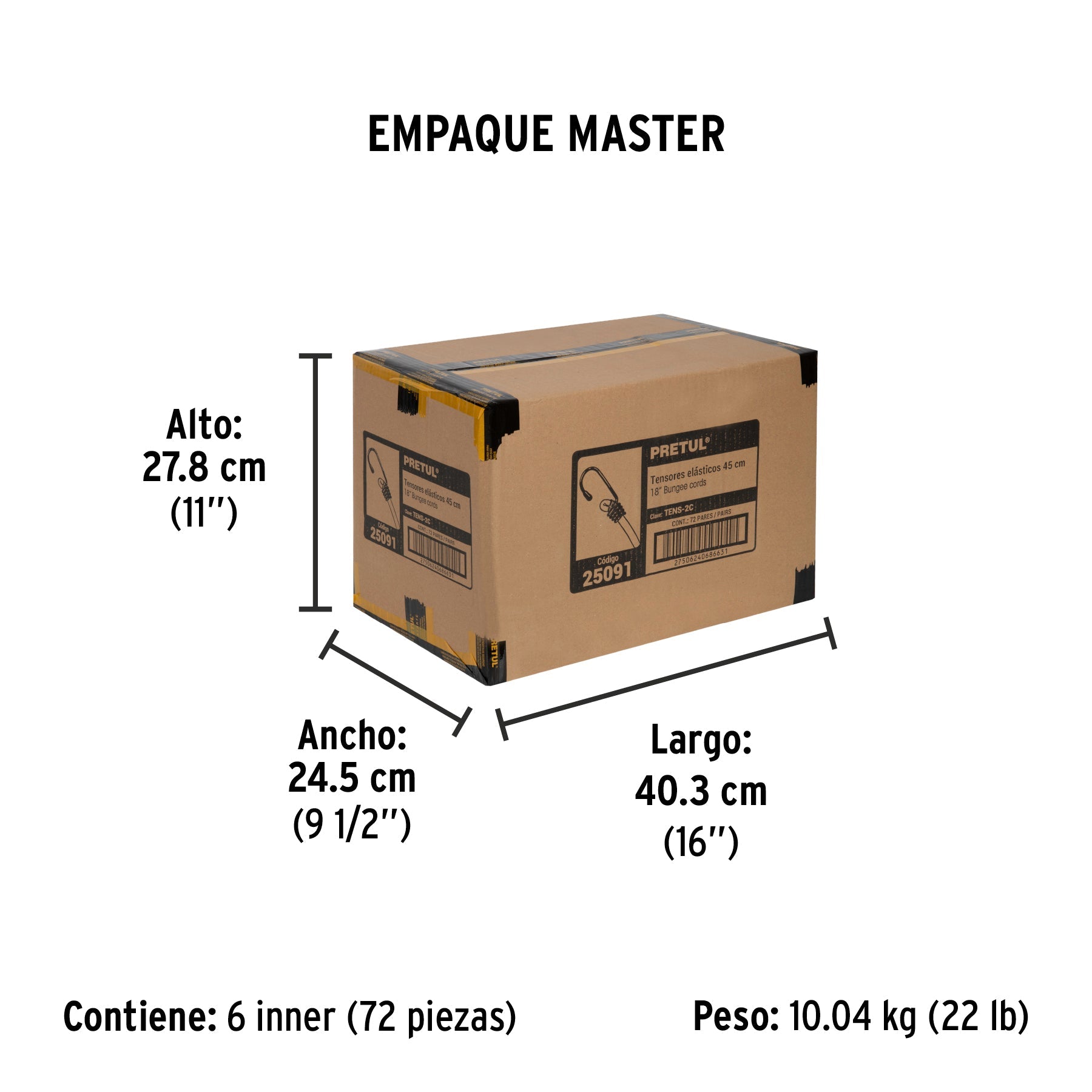 Bolsa con 2 tensores elásticos verdes de 45 cm, PRETUL - Empaque