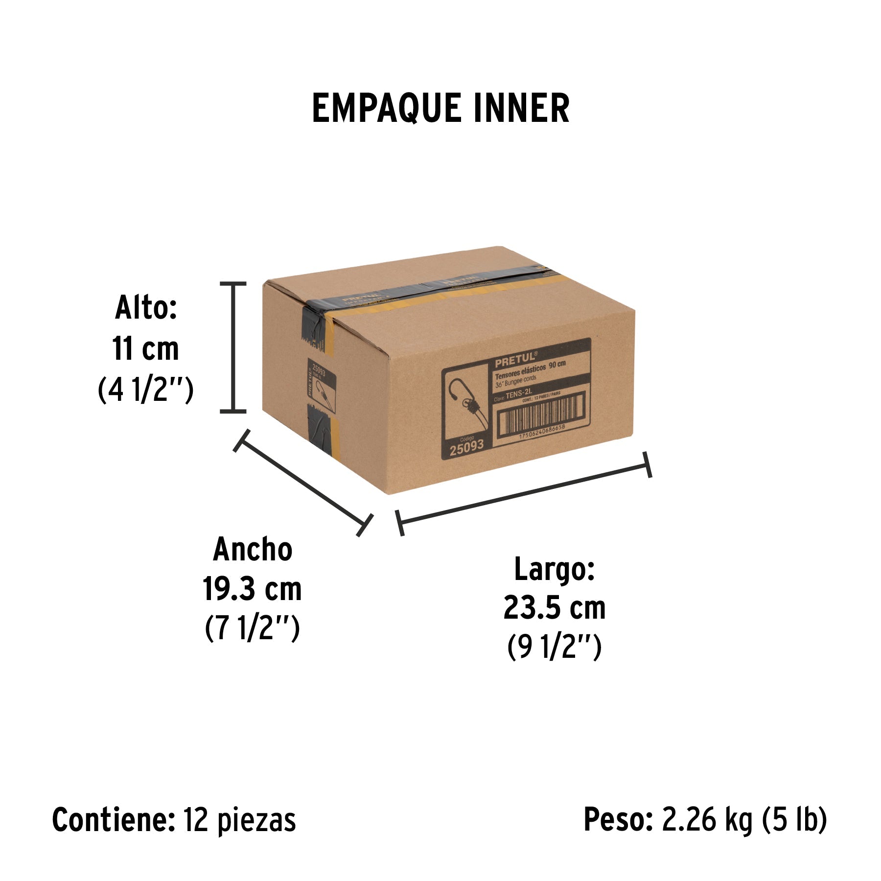 Bolsa con 2 tensores elásticos azules de 90 cm, PRETUL - Empaque