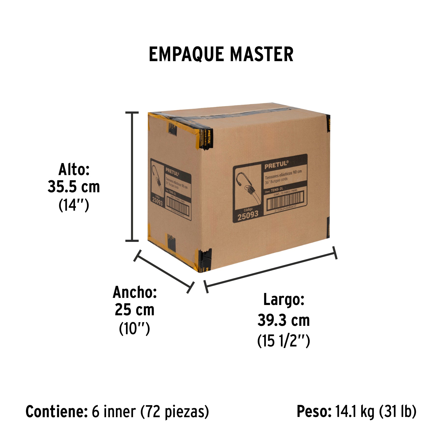 Bolsa con 2 tensores elásticos azules de 90 cm, PRETUL - Empaque