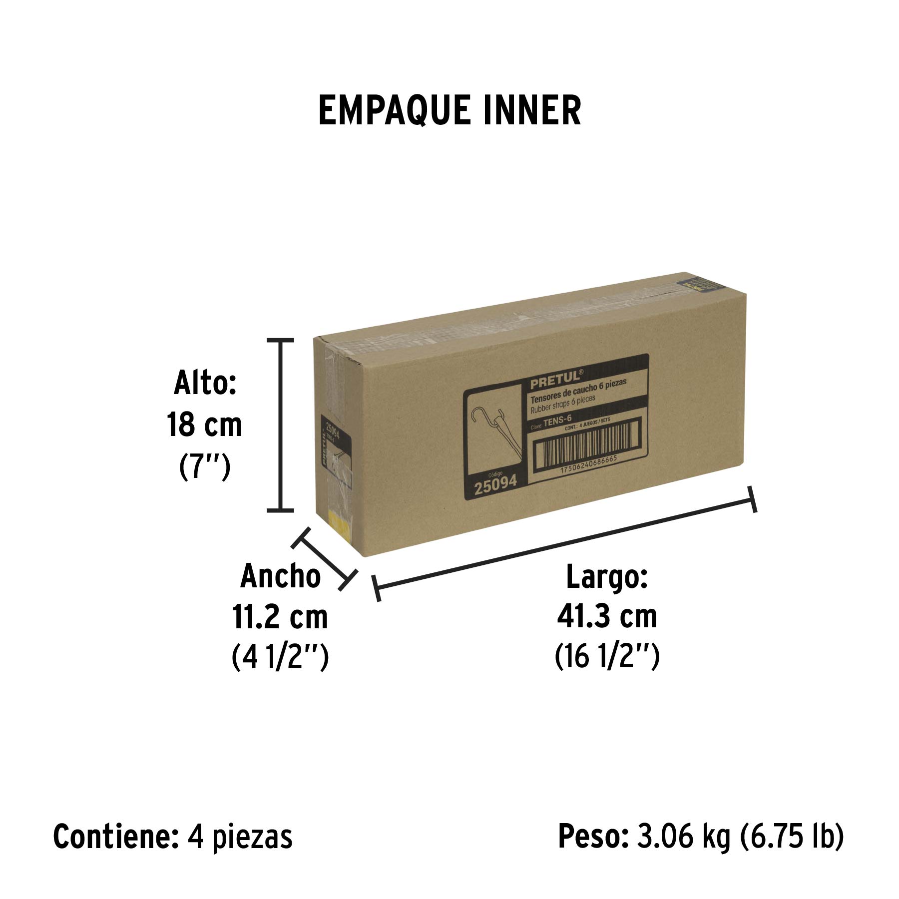 Juego de 6 tensores elásticos, PRETUL - Empaque