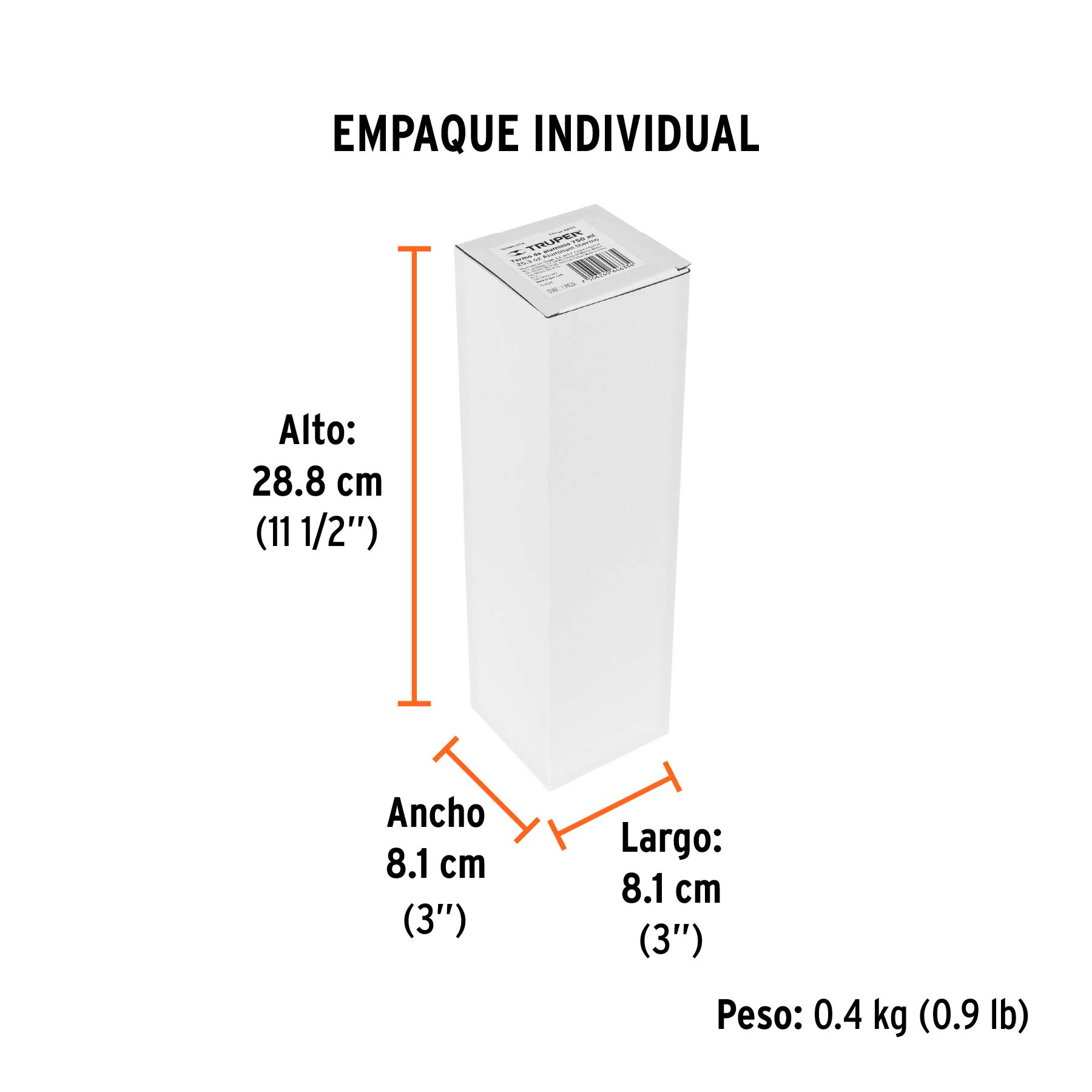 Termo de acero inoxidable, 700 ml, TRUPER - Empaque