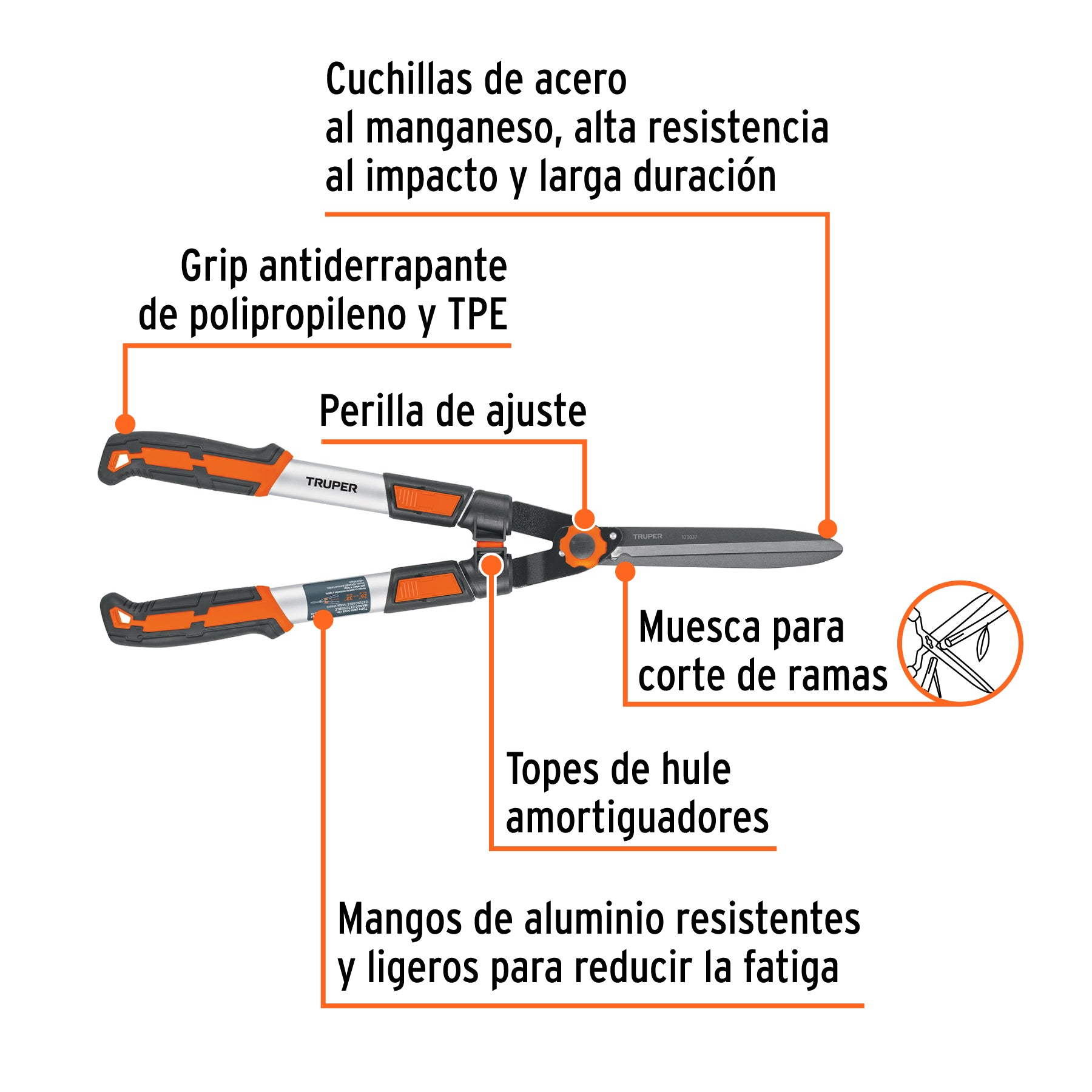 Tijera para poda, mangos extensibles, TRUPER