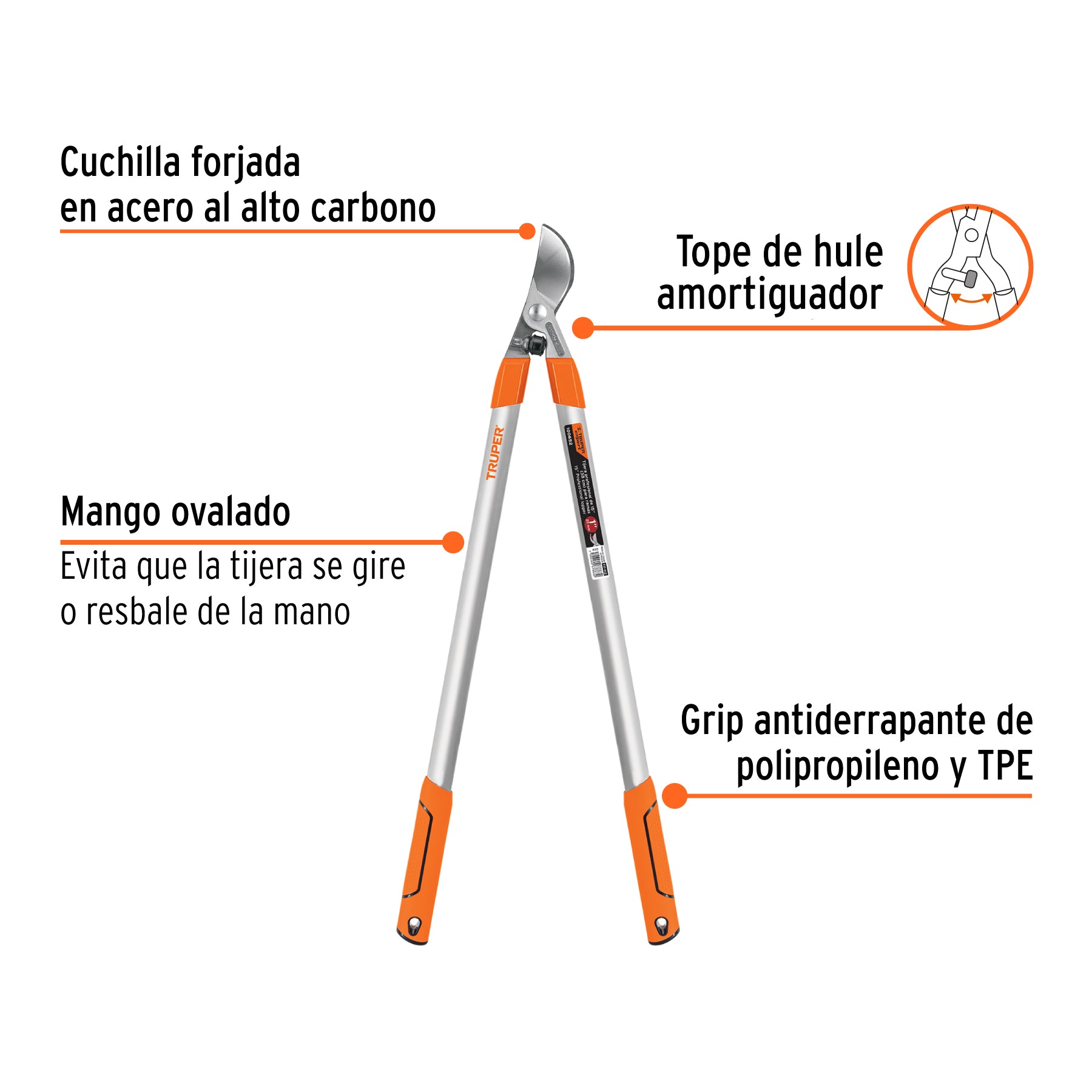 Tijera para ramas 74 cm, mangos de aluminio, TRUPER EXPERT