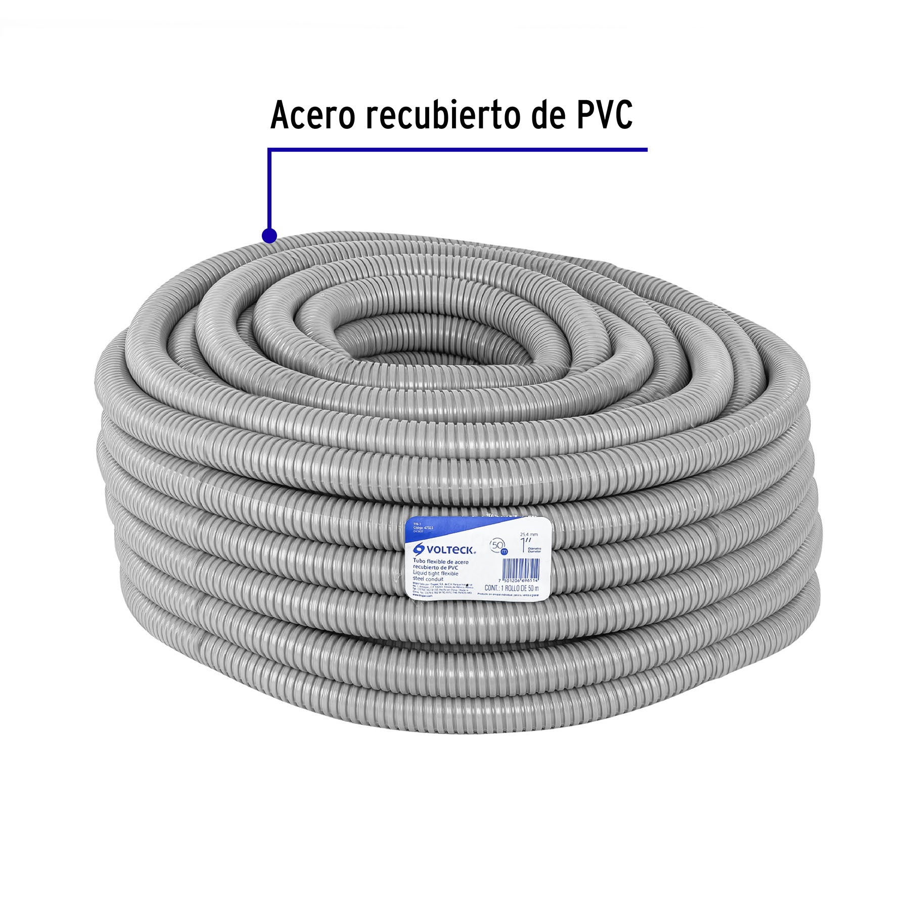 Rollo de 50 m de tubo flexible liquid tight de 1", VOLTECK