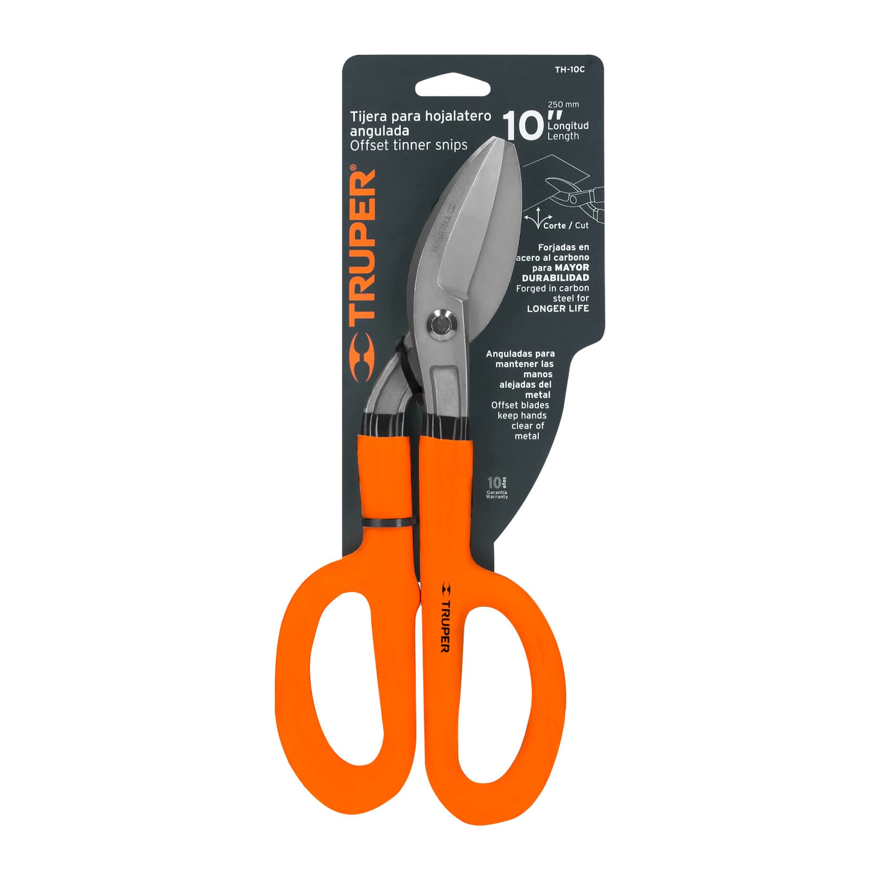 Tijera para hojalatero 10" angulada, TRUPER