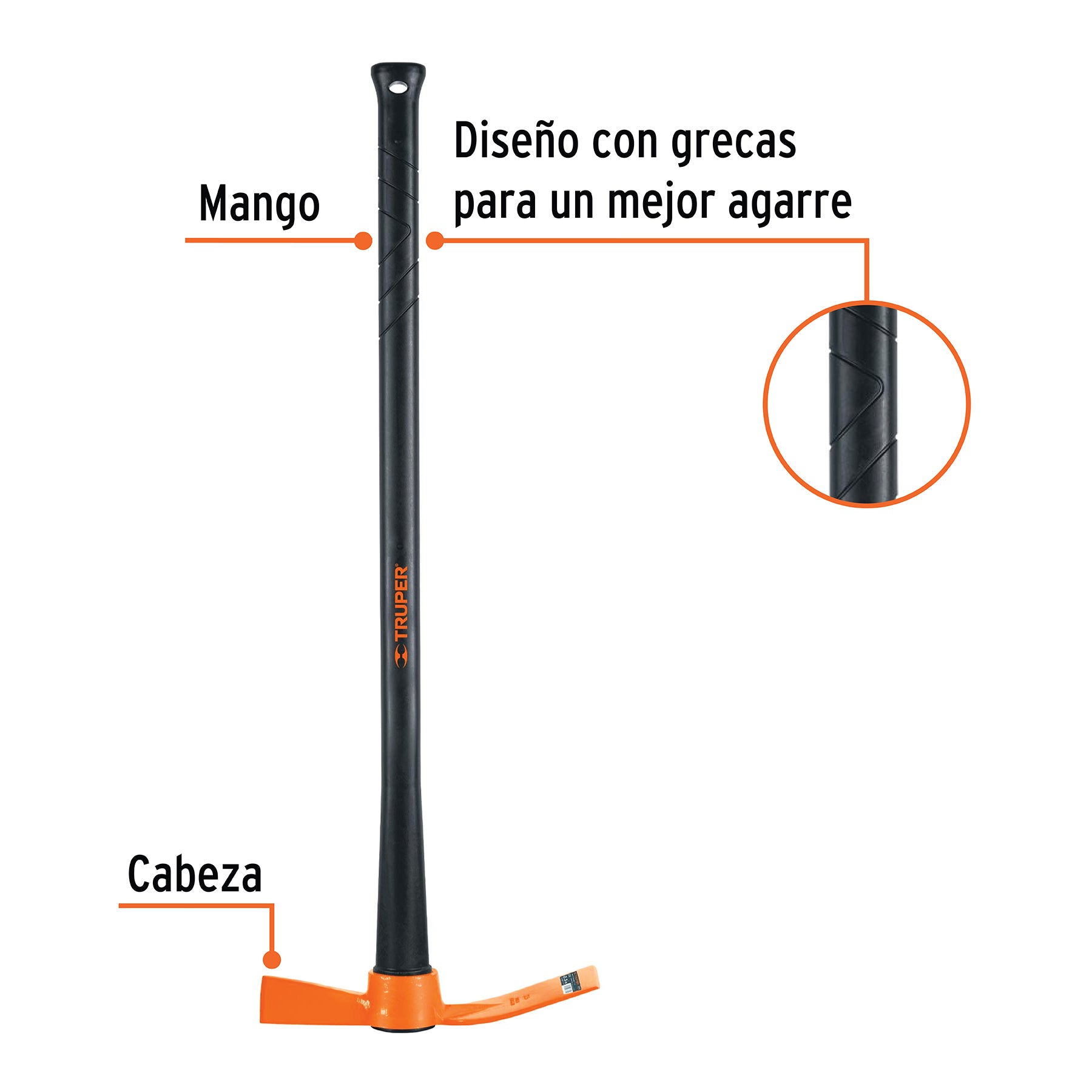Talacho-hacha 2.5 lb, mango fibra de vidrio 36", TRUPER