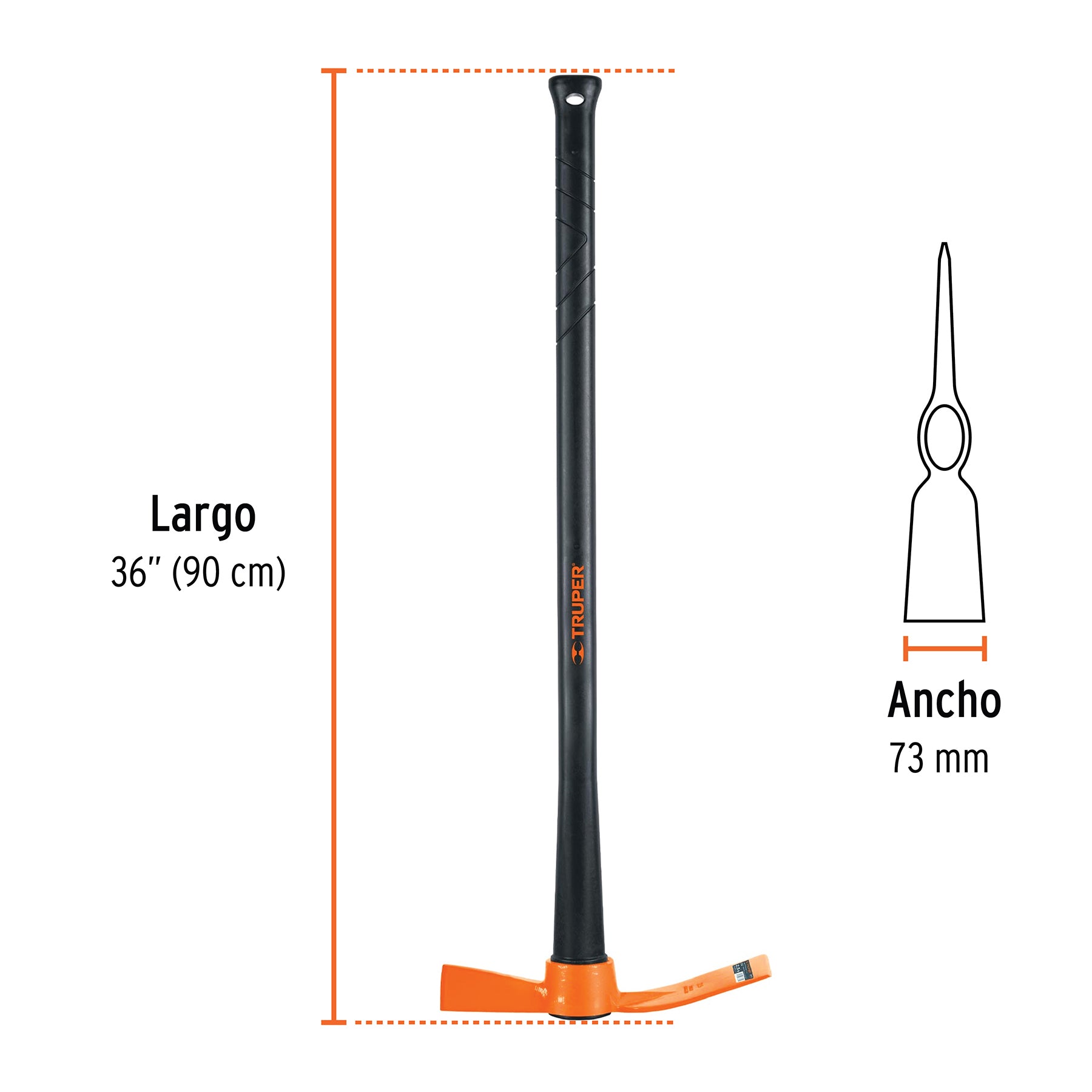 Talacho-hacha 2.5 lb, mango fibra de vidrio 36", TRUPER
