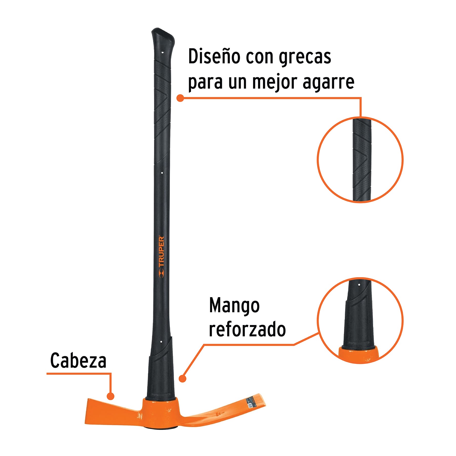 Talacho-hacha 5 lb, mango fibra de vidrio 36", TRUPER