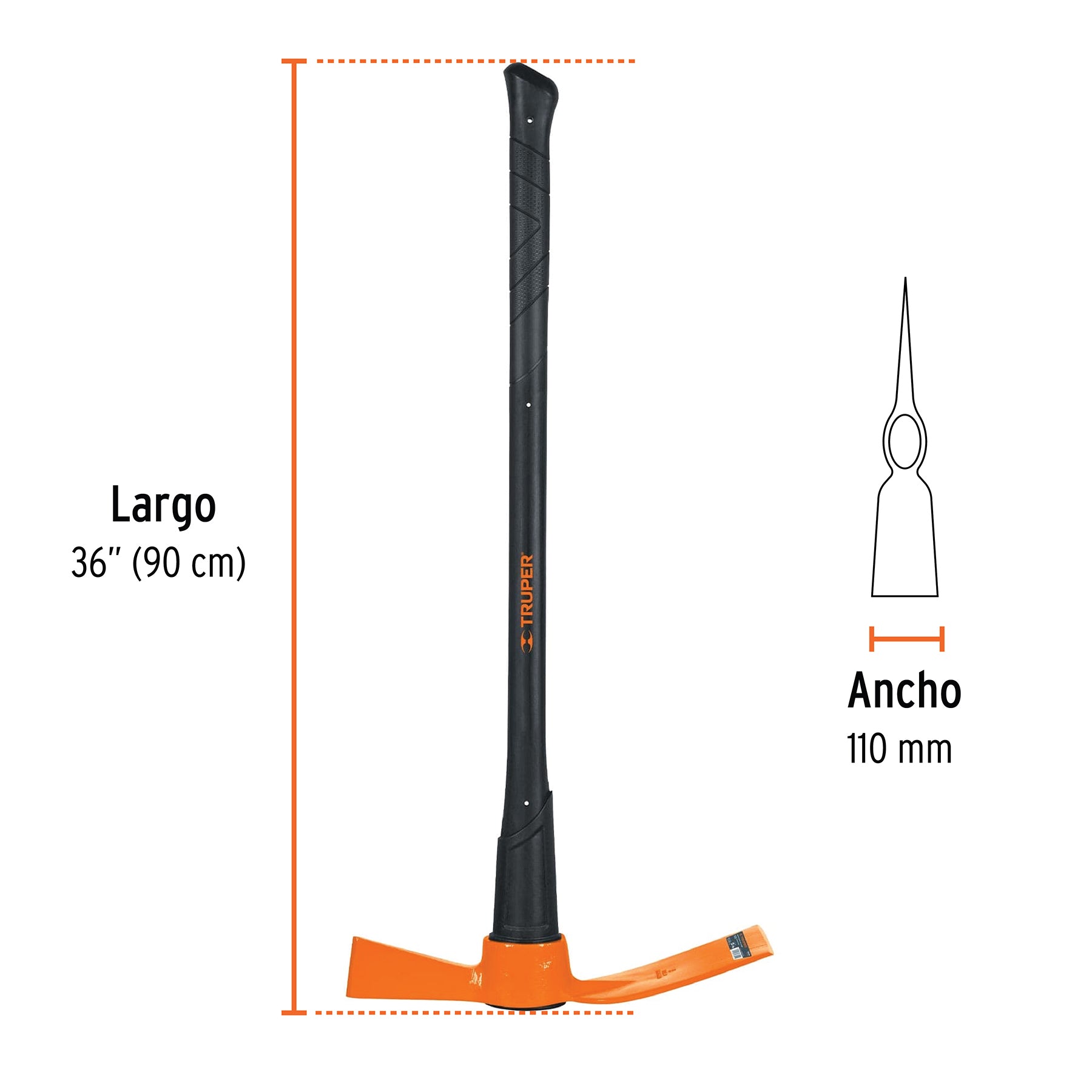 Talacho-hacha 5 lb, mango fibra de vidrio 36", TRUPER