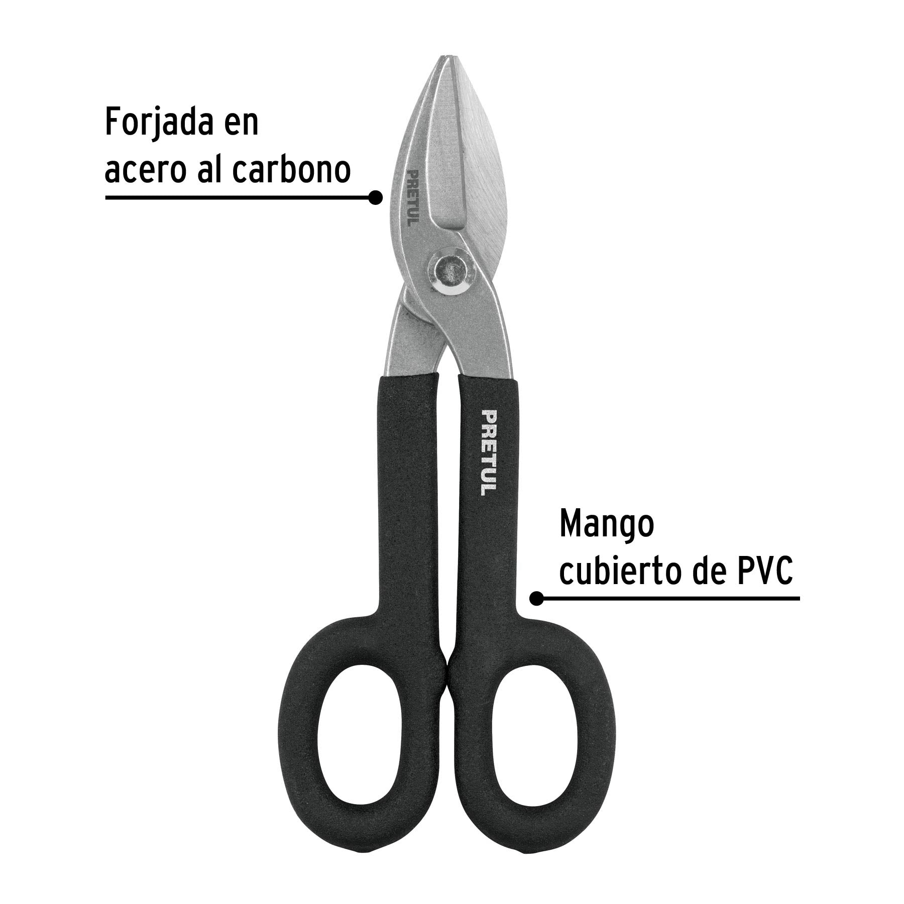 Tijera para hojalatero 8", PRETUL