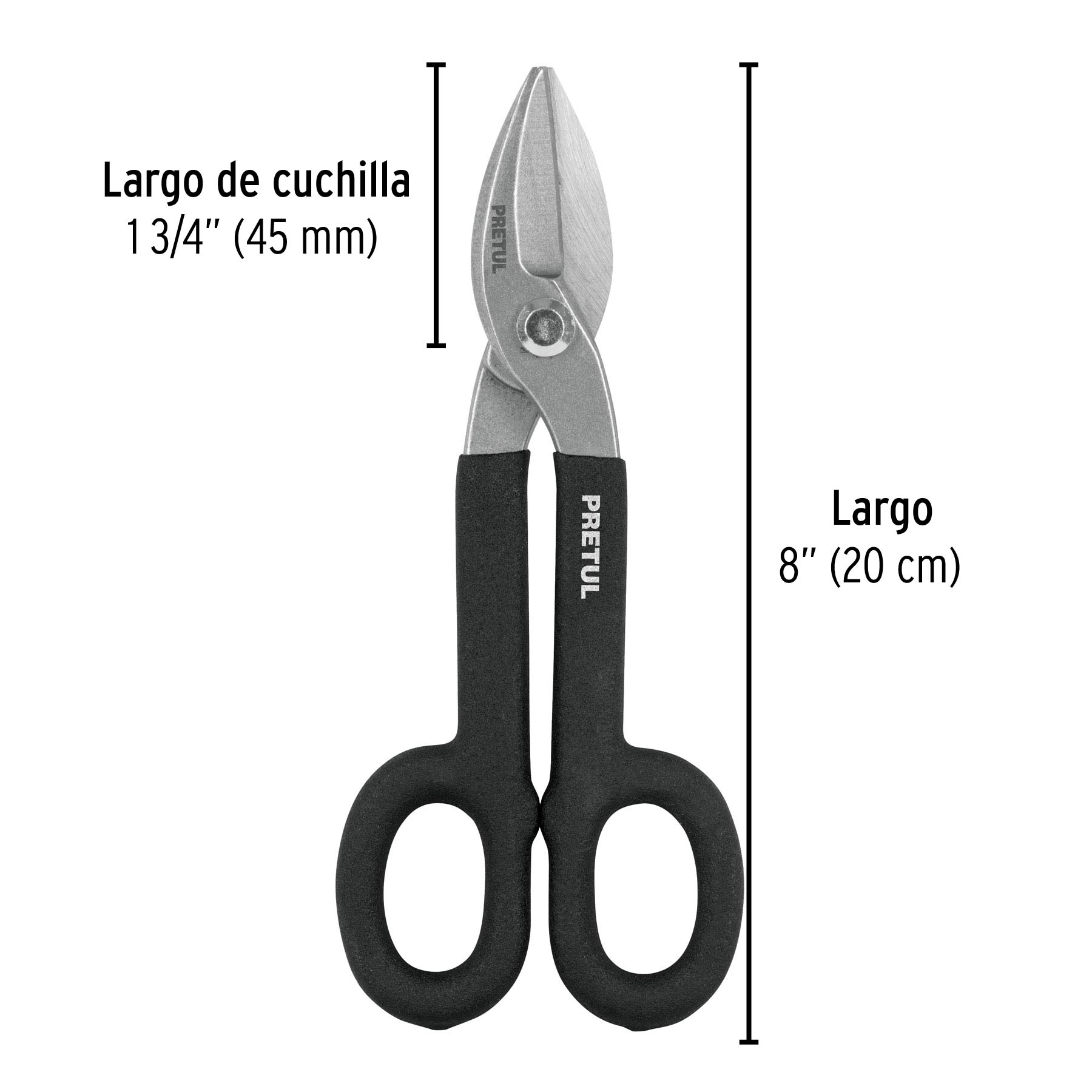 Tijera para hojalatero 8", PRETUL