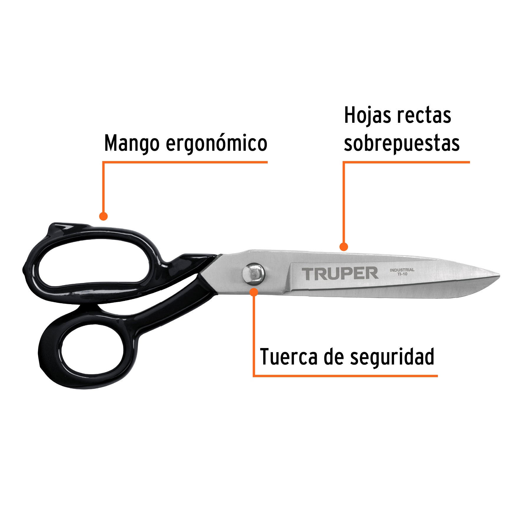 Tijera 10" industrial, acabado niquelado, TRUPER