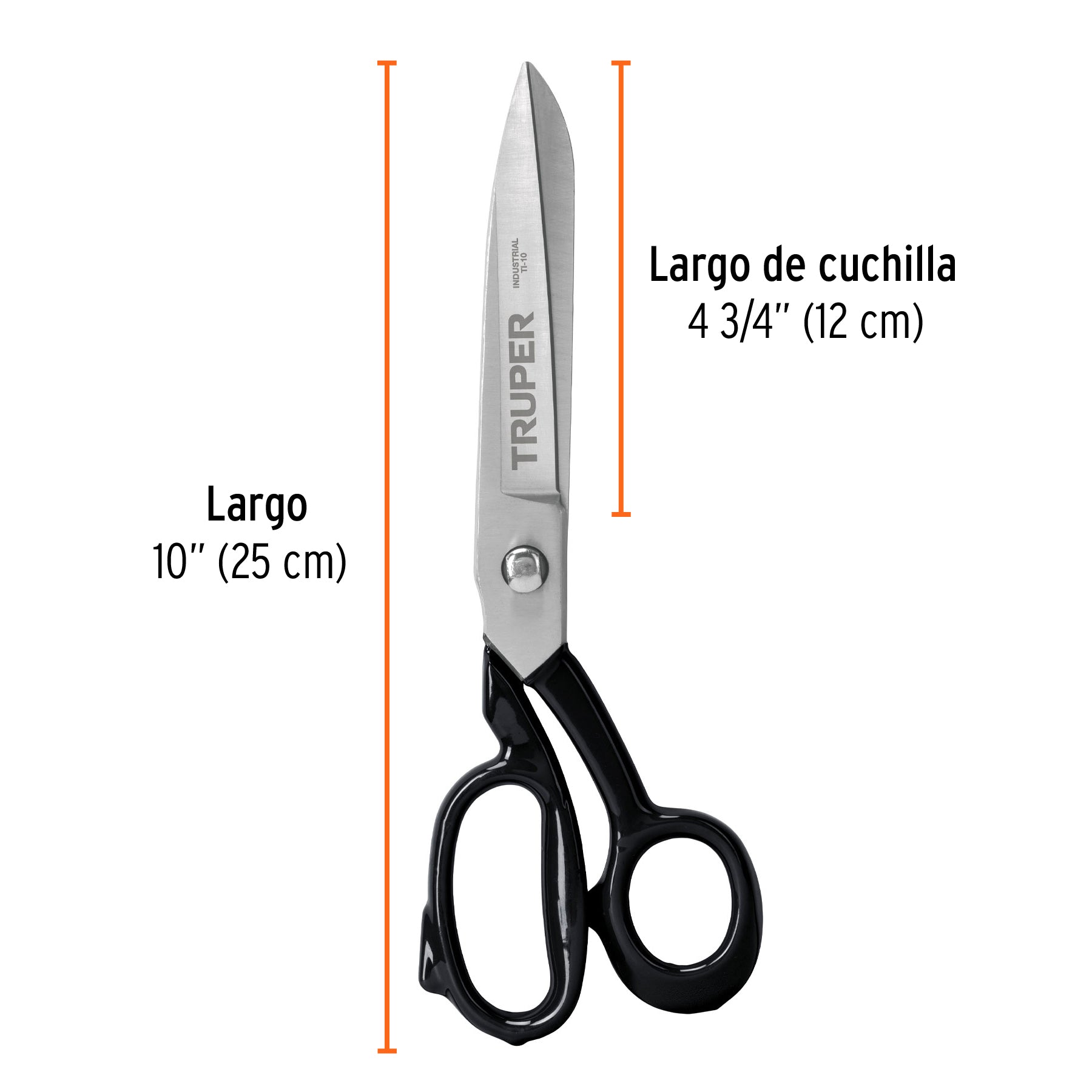 Tijera 10" industrial, acabado niquelado, TRUPER