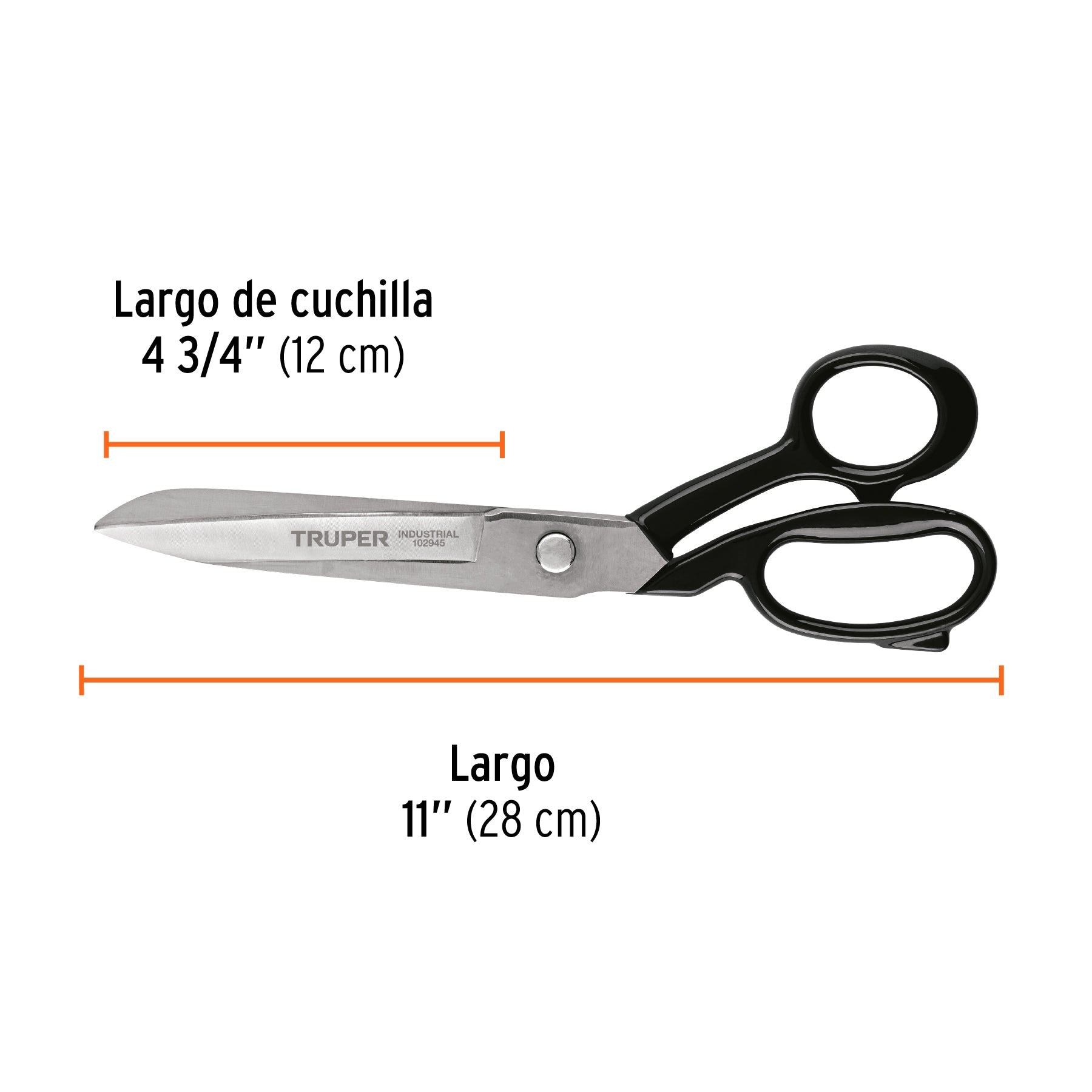 Tijera 11" industrial, acabado niquelado, TRUPER
