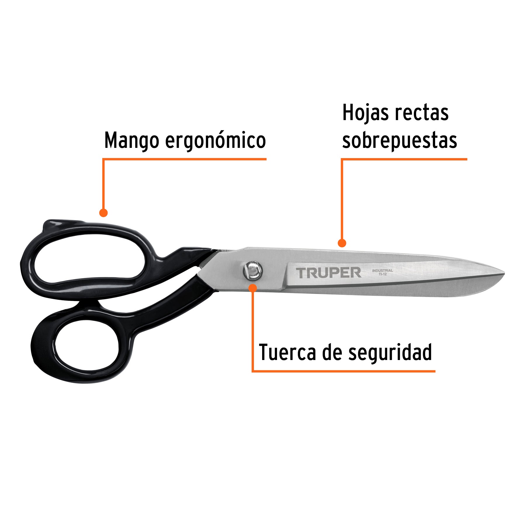 Tijera 12" industrial, acabado niquelado, TRUPER