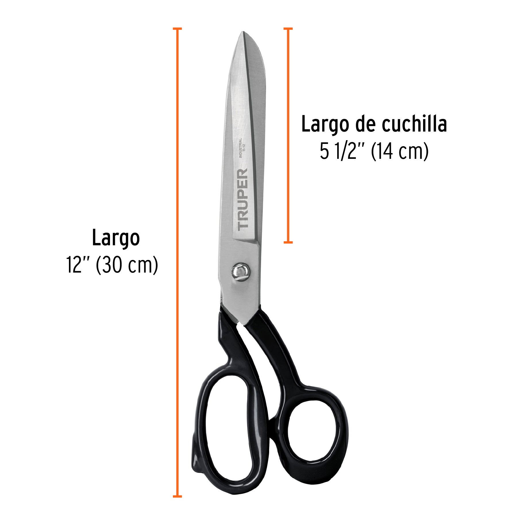 Tijera 12" industrial, acabado niquelado, TRUPER