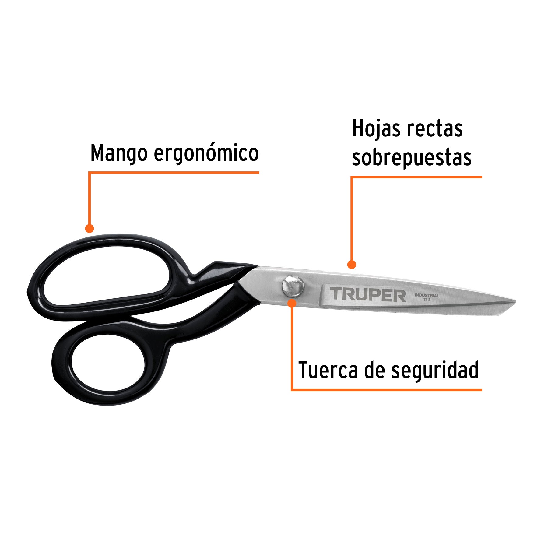 Tijera 8" industrial, acabado niquelado, TRUPER