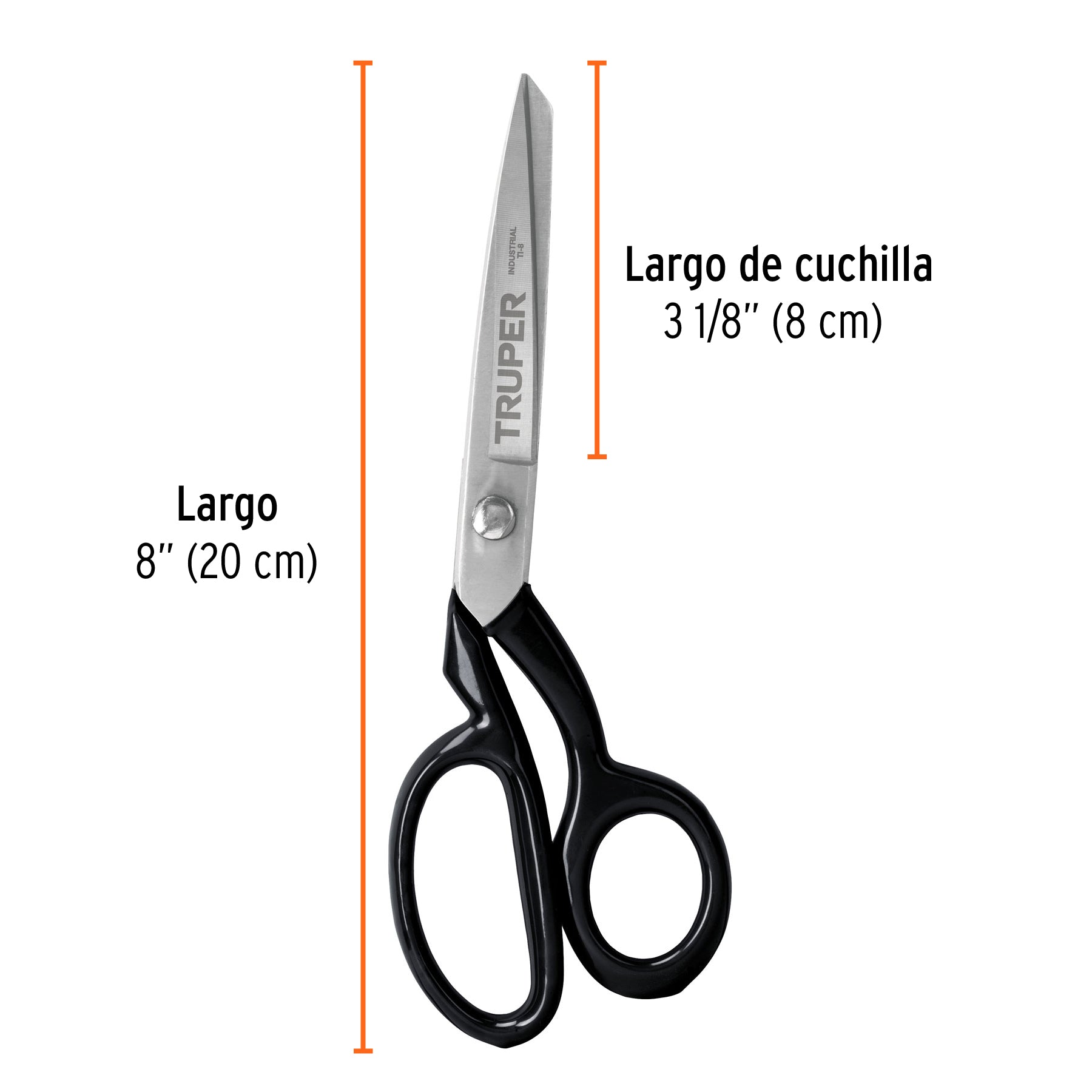 Tijera 8" industrial, acabado niquelado, TRUPER
