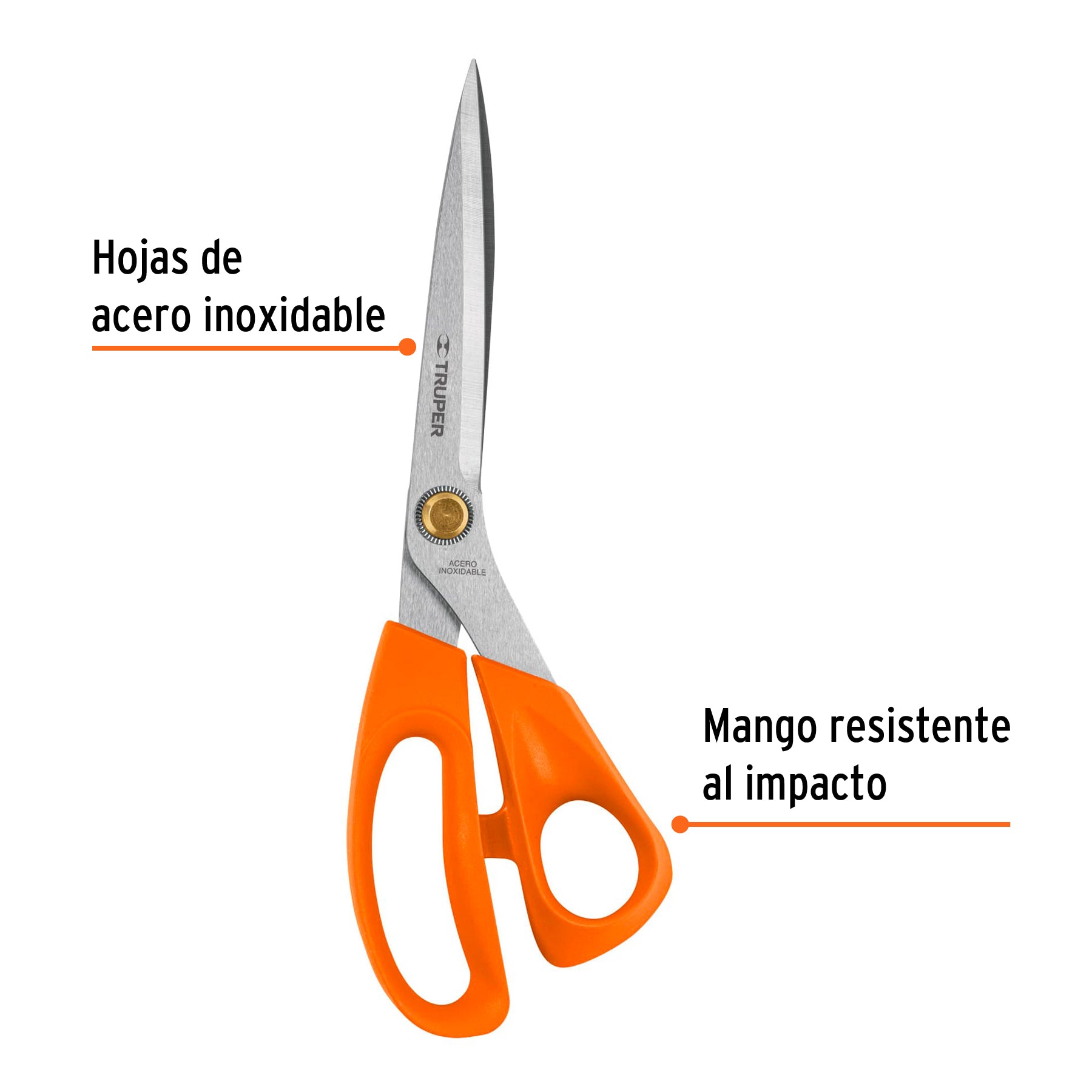Tijera 10" para costura, de acero inoxidable, TRUPER