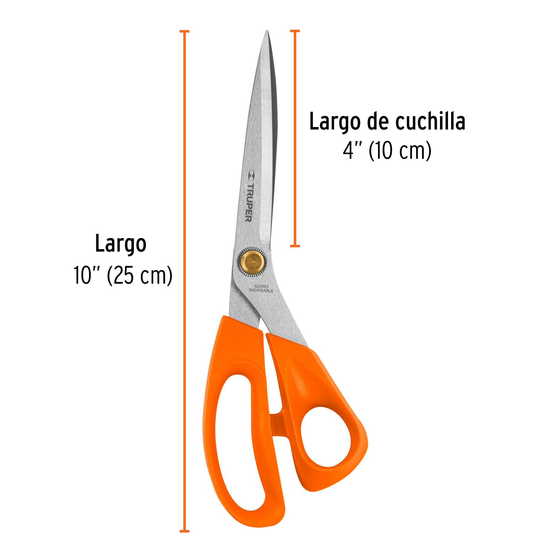 Tijera 10" para costura, de acero inoxidable, TRUPER