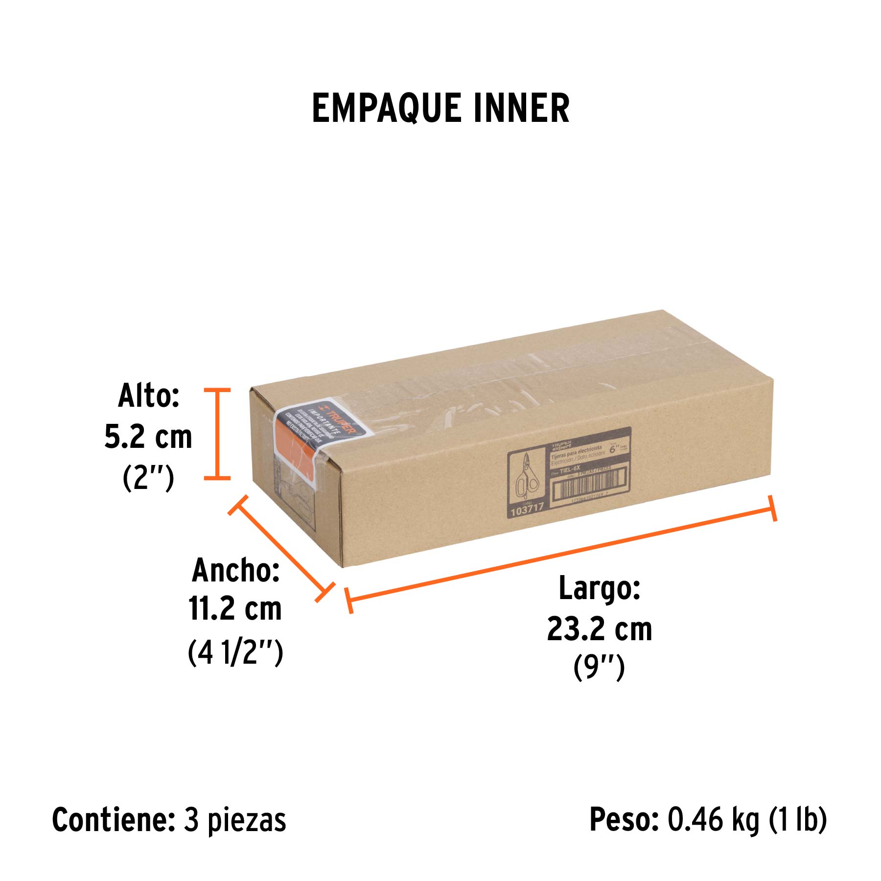 Tijera 6" electricista, óxido negro,acero inoxidable, EXPERT - Empaque
