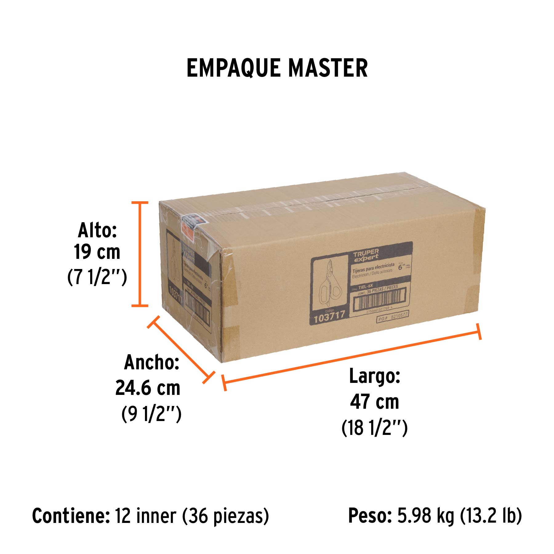 Tijera 6" electricista, óxido negro,acero inoxidable, EXPERT - Empaque
