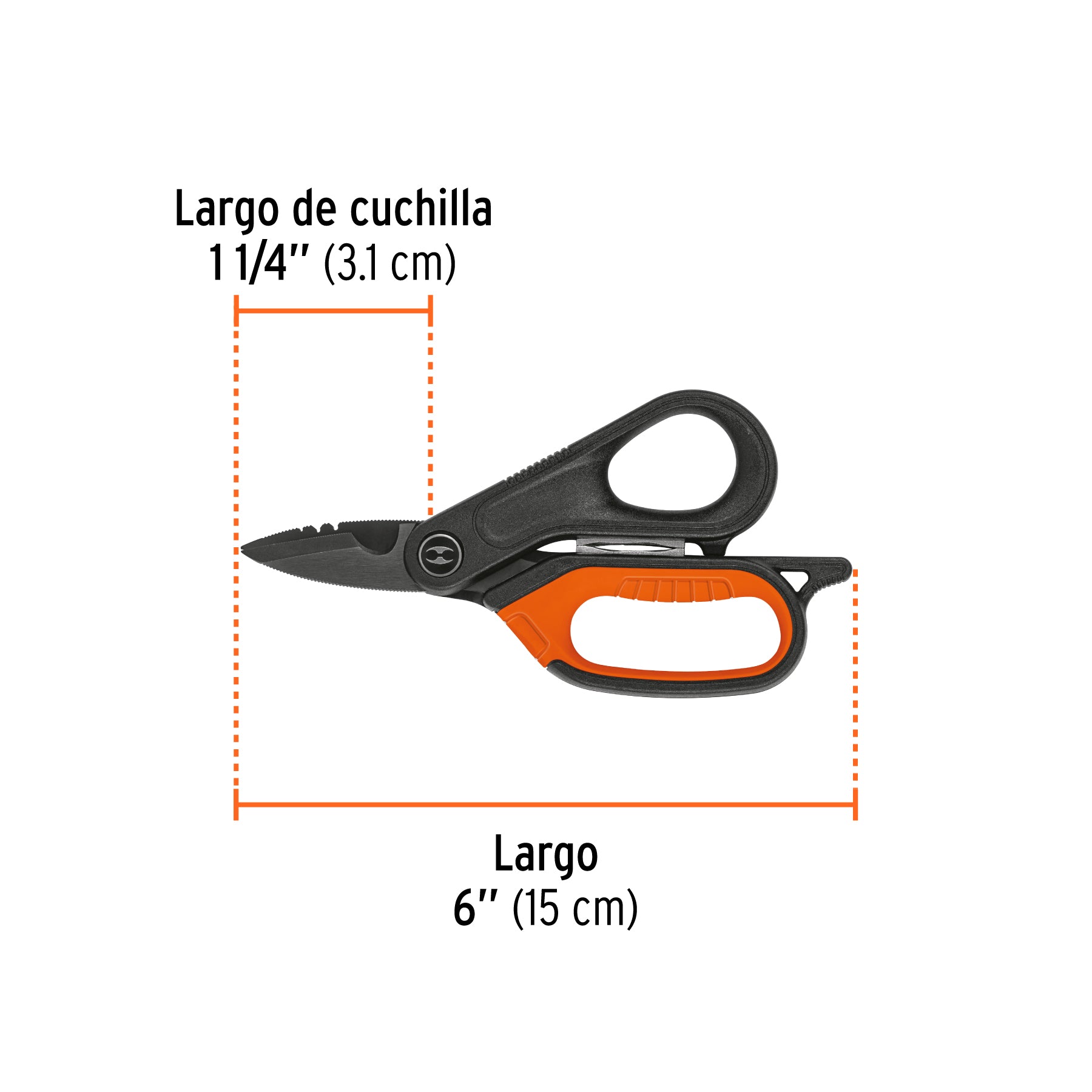 Tijera 6" electricista, óxido negro,acero inoxidable, EXPERT