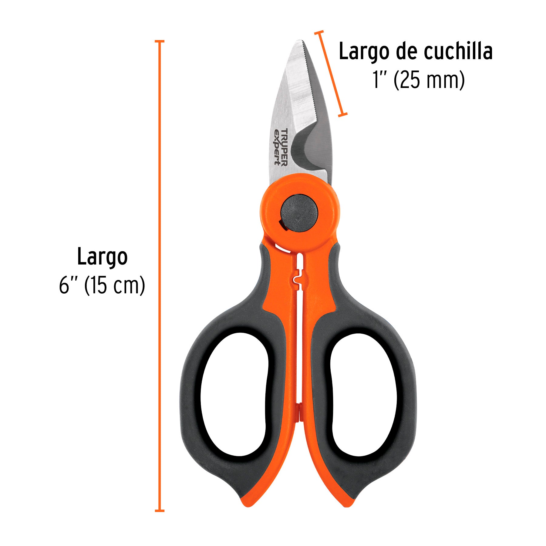 Tijera 6" para electricista, acero inoxidable, EXPERT