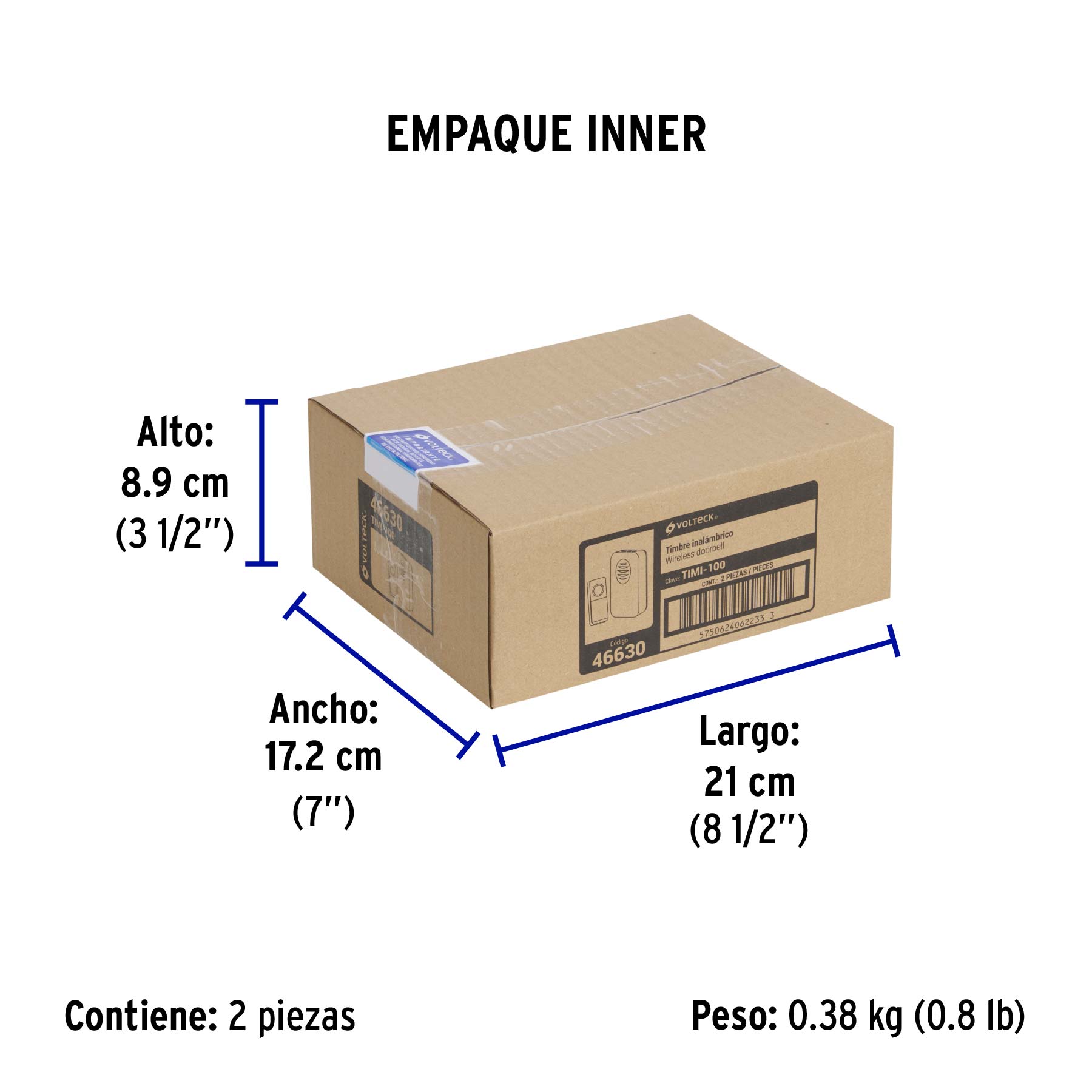 Timbre inalámbrico de pilas, 36 tonos, VOLTECK - Empaque