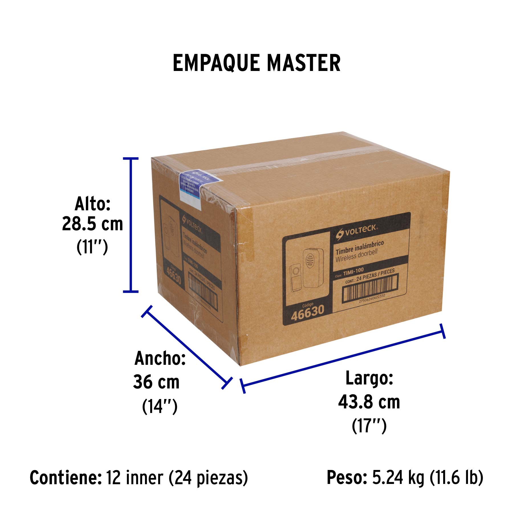 Timbre inalámbrico de pilas, 36 tonos, VOLTECK - Empaque