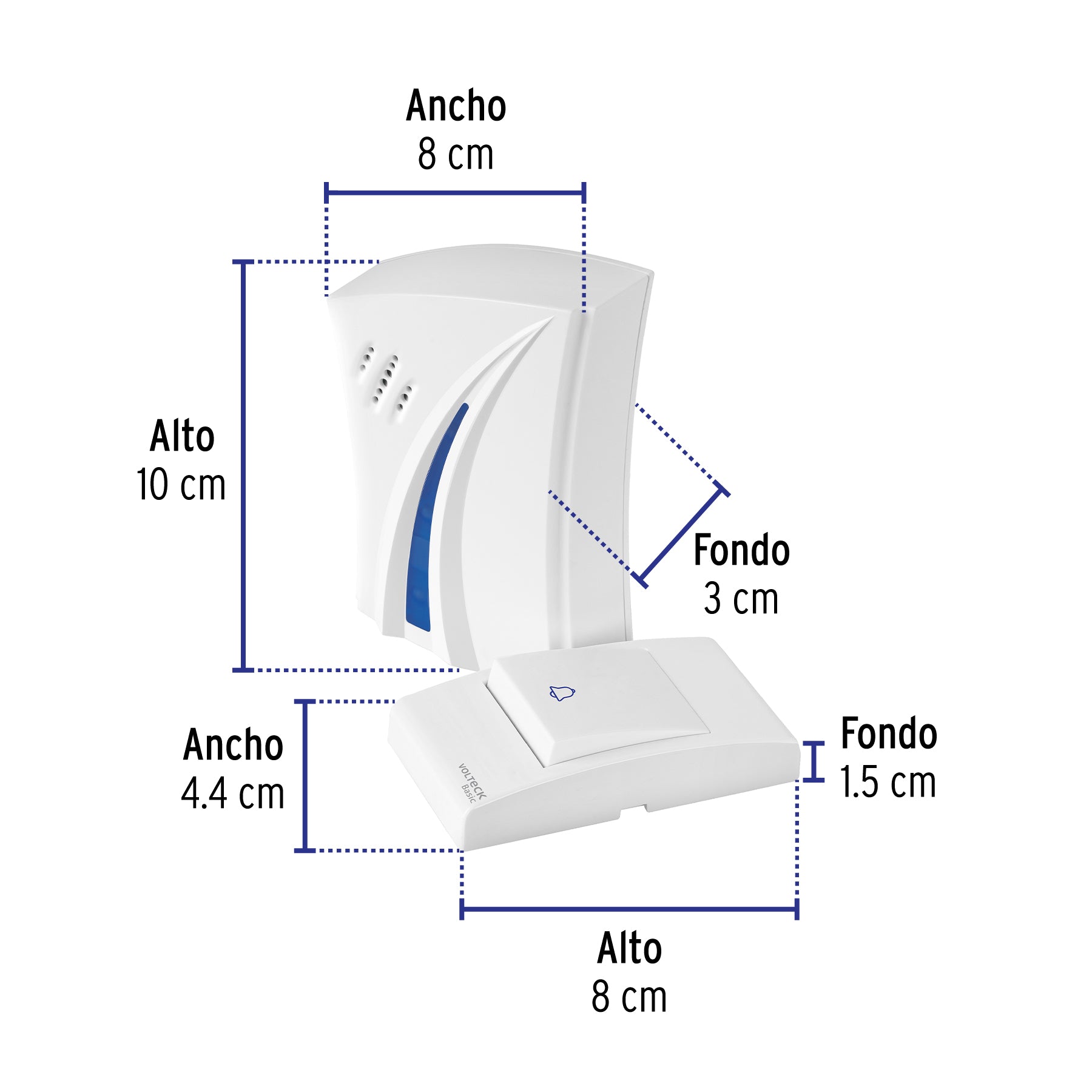 Timbre inalámbrico de pilas, 36 tonos, VOLTECK BASIC