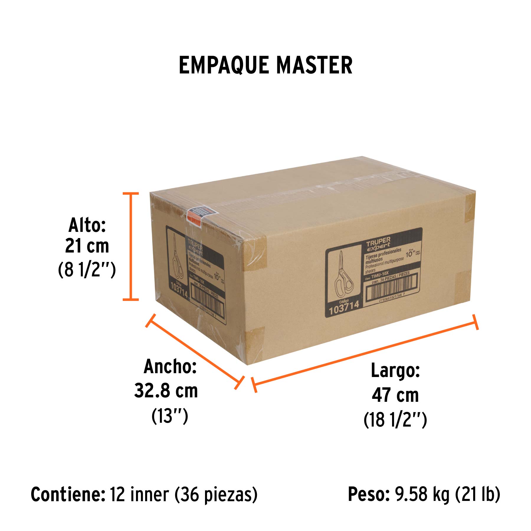 Tijera 10" multiusos, de acero inoxidable, EXPERT - Empaque