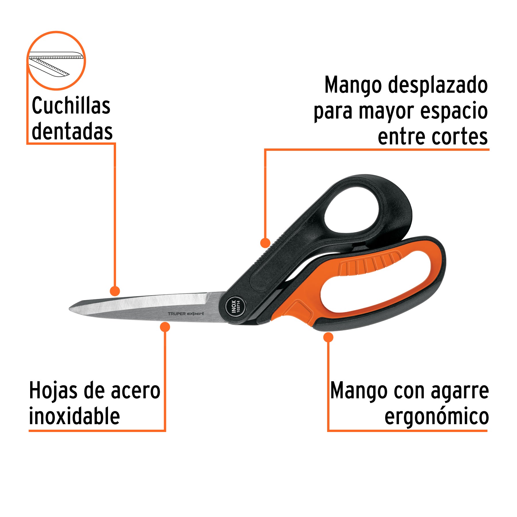Tijera 10" multiusos, de acero inoxidable, EXPERT