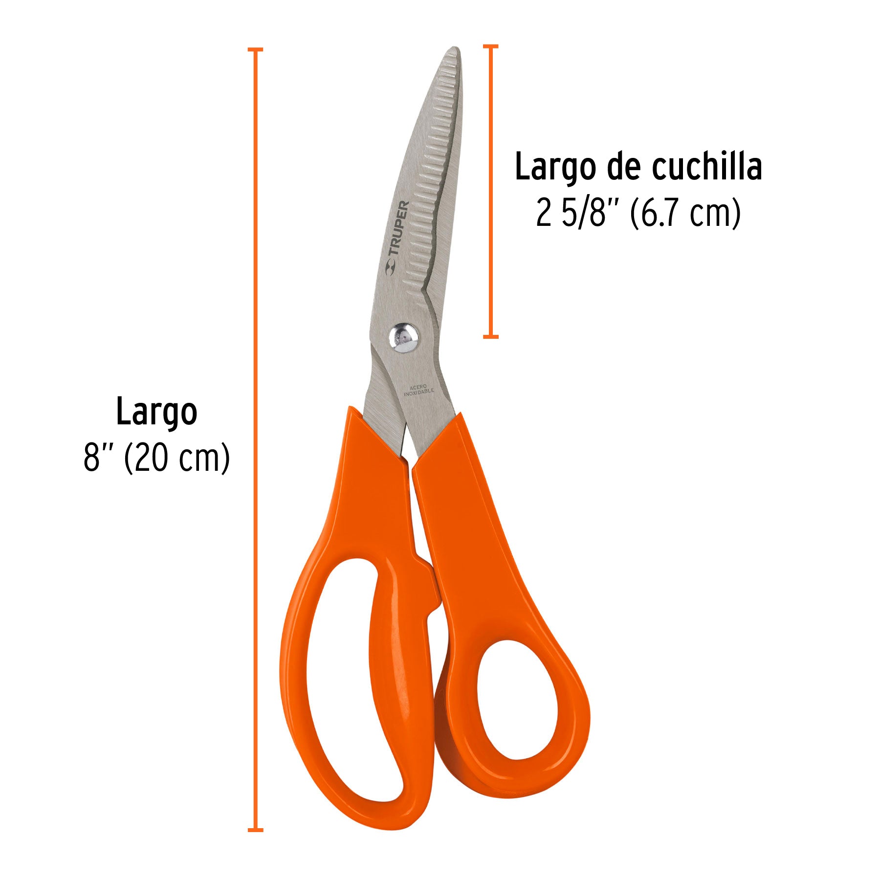 Tijera 8" multiusos,cuchilla dentada,acero inoxidable,TRUPER