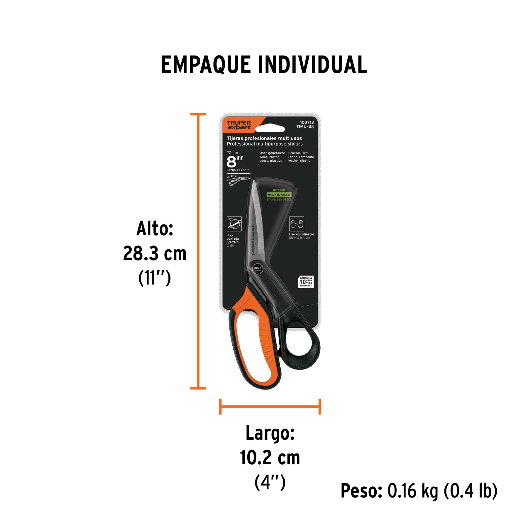 Tijera 8-1/2" multiusos, de acero inoxidable, EXPERT - Empaque
