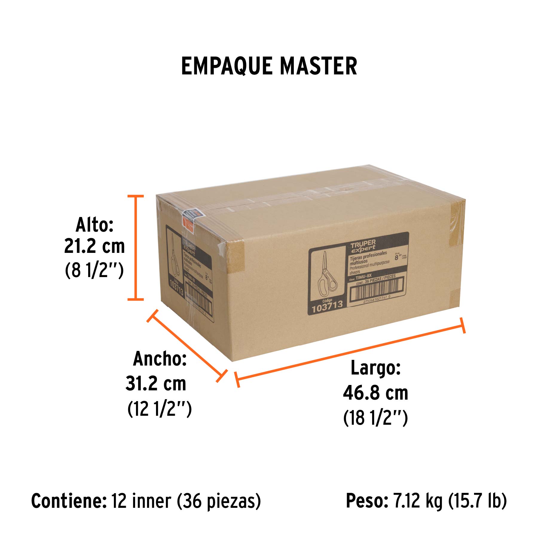 Tijera 8-1/2" multiusos, de acero inoxidable, EXPERT - Empaque