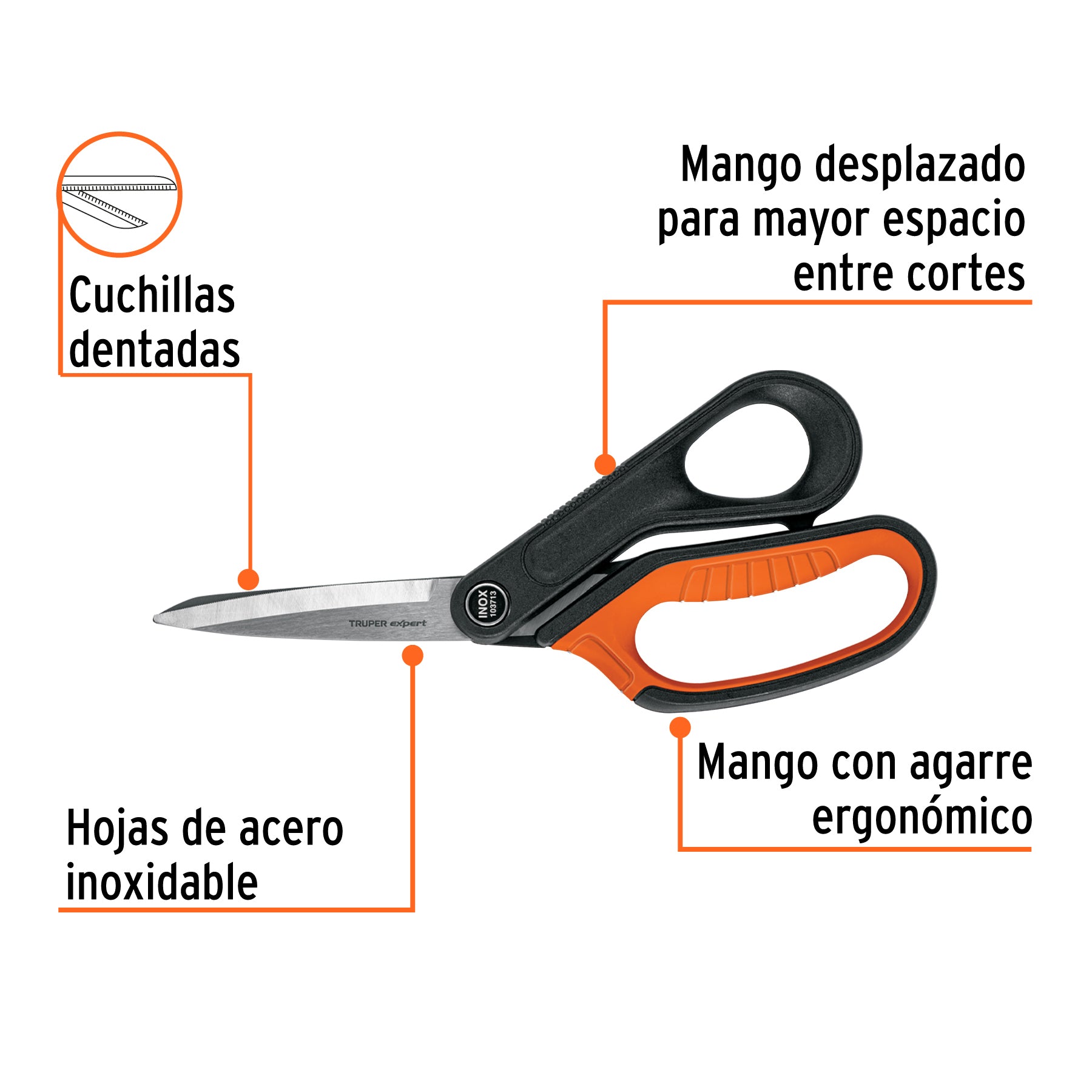Tijera 8-1/2" multiusos, de acero inoxidable, EXPERT