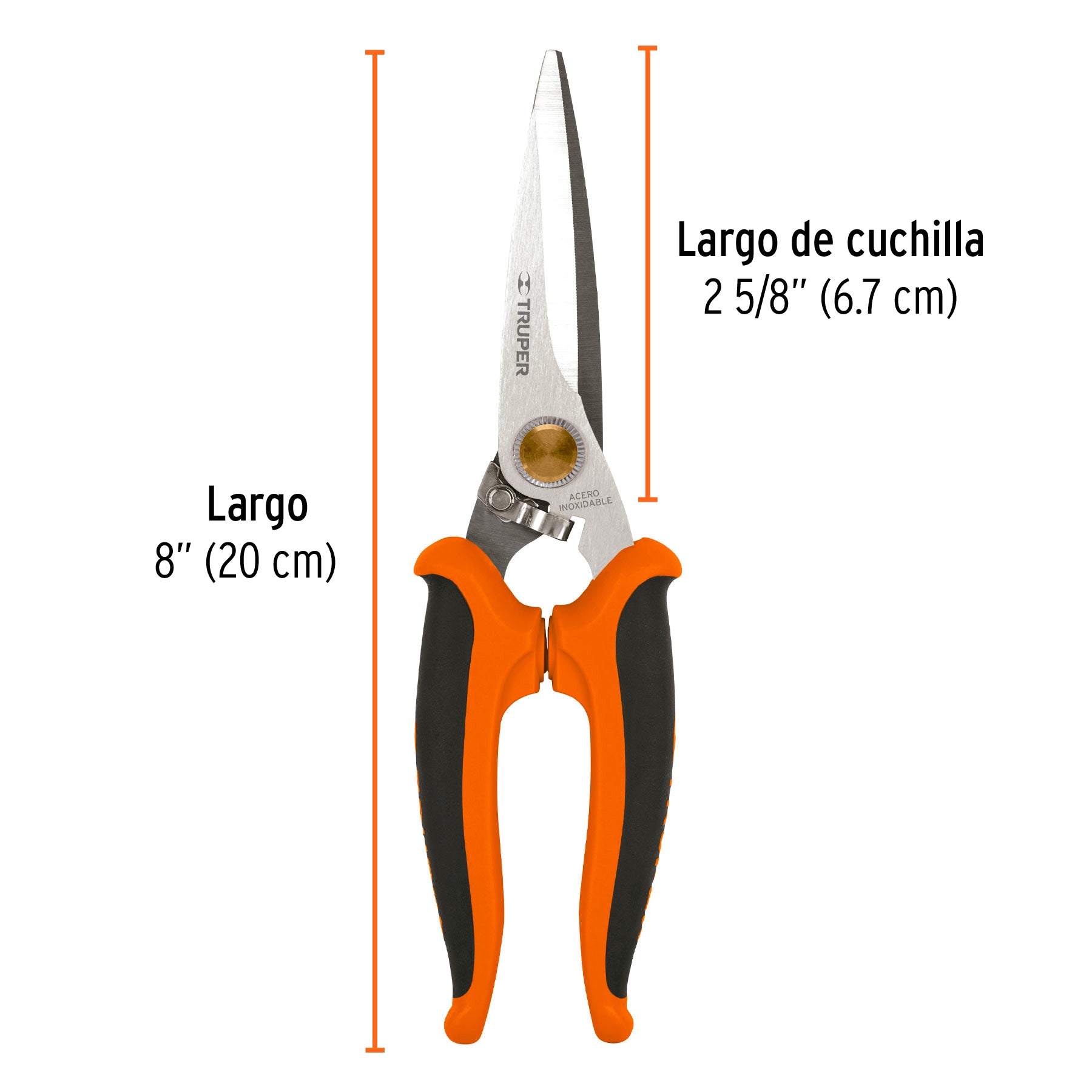 Tijera 8" multiusos, Comfort Grip, acero inoxidable, TRUPER