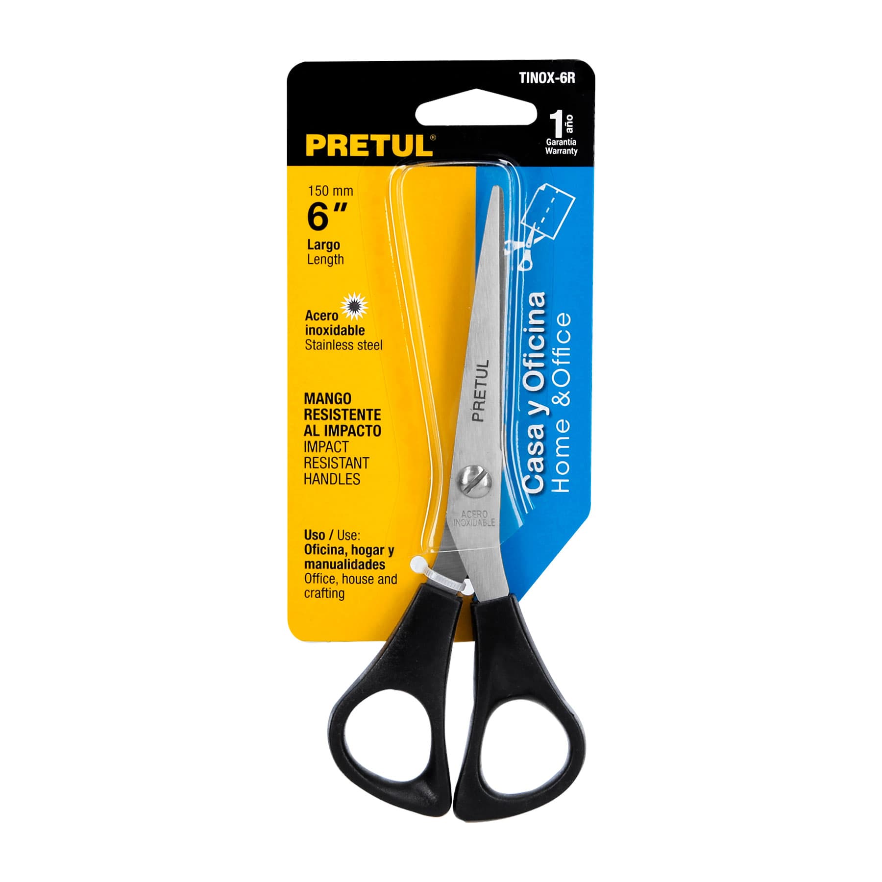 Tijera 6" para casa y oficina, de acero inoxidable, PRETUL