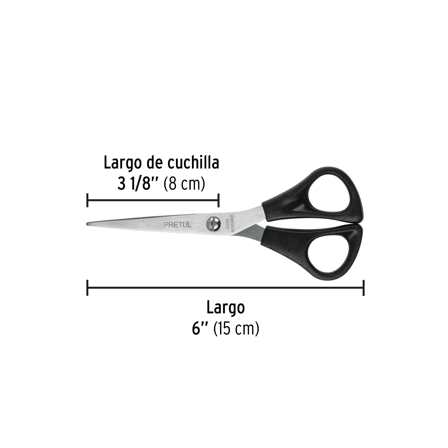 Tijera 6" para casa y oficina, de acero inoxidable, PRETUL